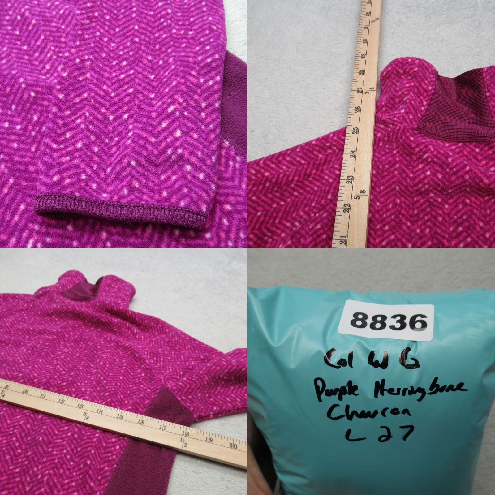 Vintage Columbia Sweatshirt Women Medium Purple Herringbone Chevron 1/4 Zip Fleece Light Size M / US 6-8 / IT 42-44 - 8 Thumbnail