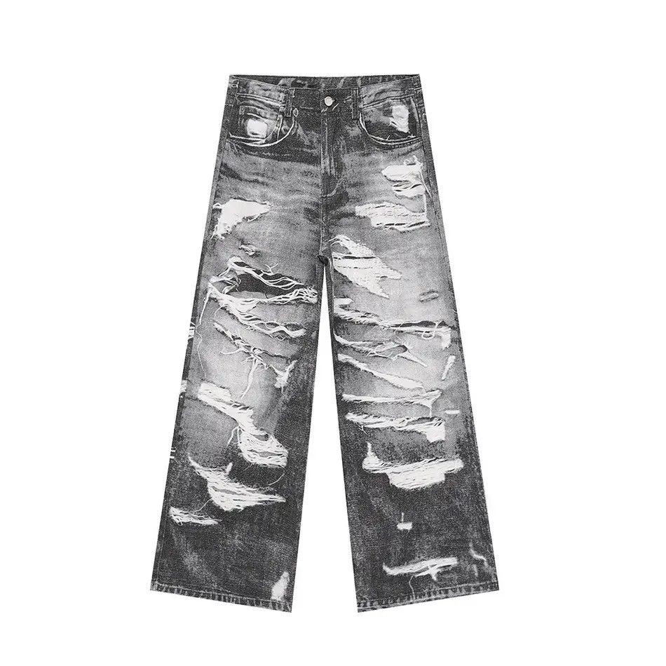 Japanese Brand Retro loose washed ripped jeans Size US 32 / EU 48 - 5 Thumbnail
