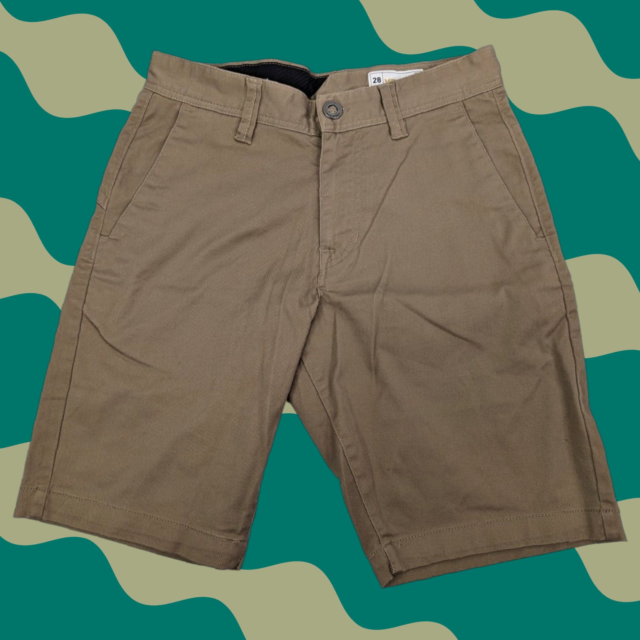 Volcom Volcom Chino Shorts Mens 28 Flat Front Brown Twill Cotton Blend Pockets Casual Regular Flat Front A0911601 Size US 28 / EU 44 - 1 Thumbnail