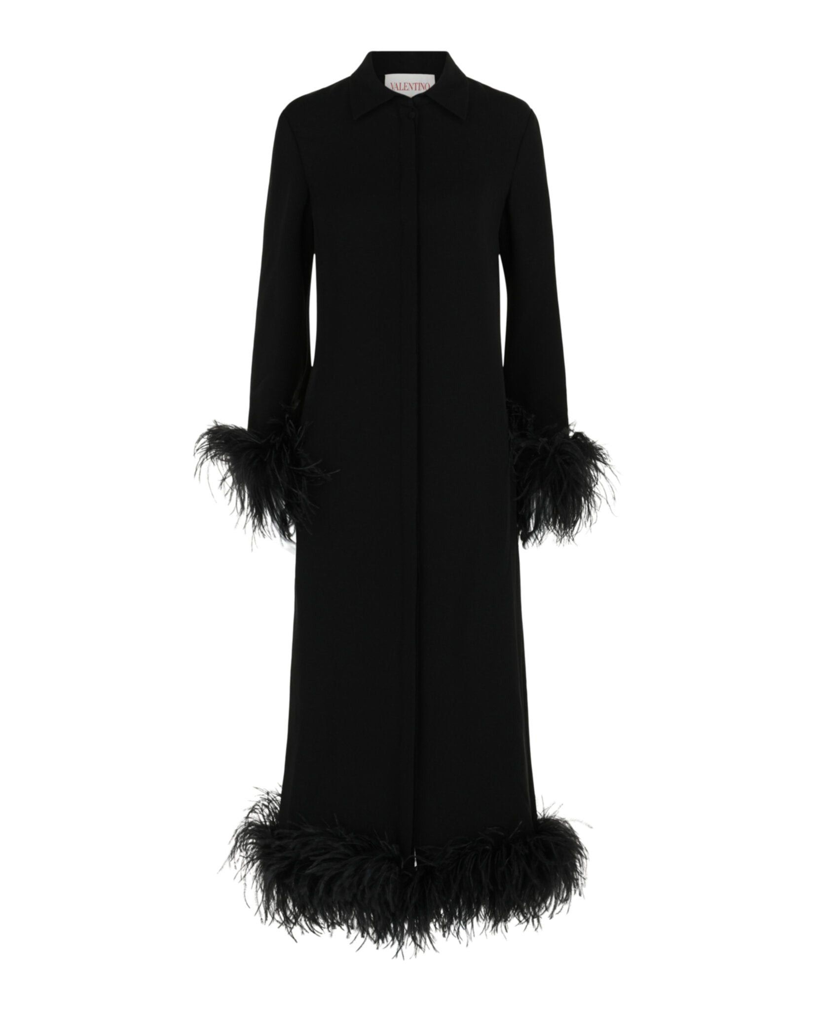 Valentino Feather-Trimmed Silk Crepe de Chine Midi Shirt Dress Size M / US 6-8 / IT 42-44 - 1 Thumbnail