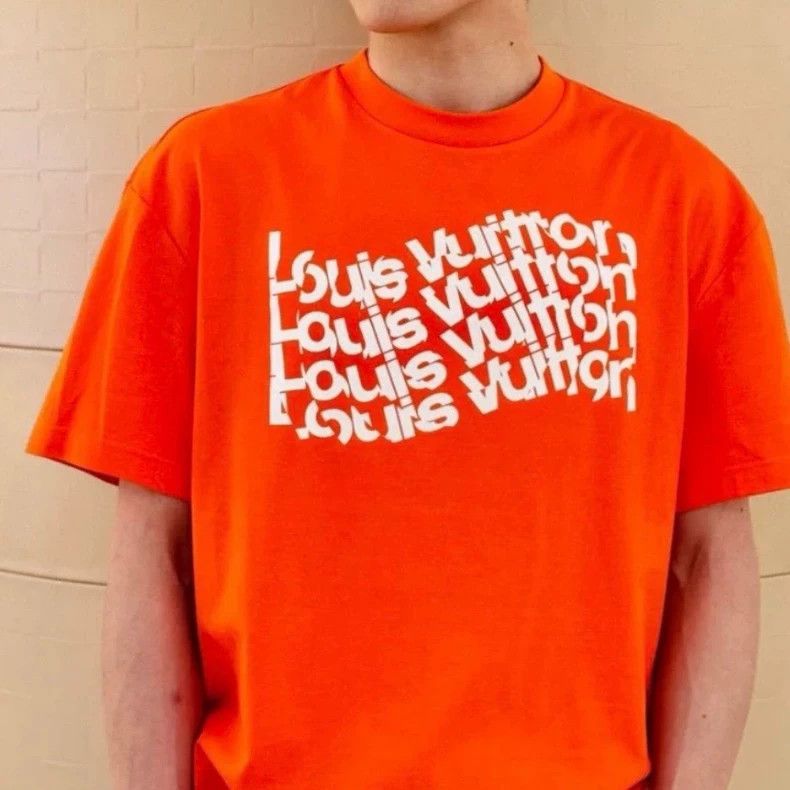 Louis Vuitton Louis Vuitton Orange wavy logo short sleeve T-shirt Size US M / EU 48-50 / 2 - 5 Thumbnail