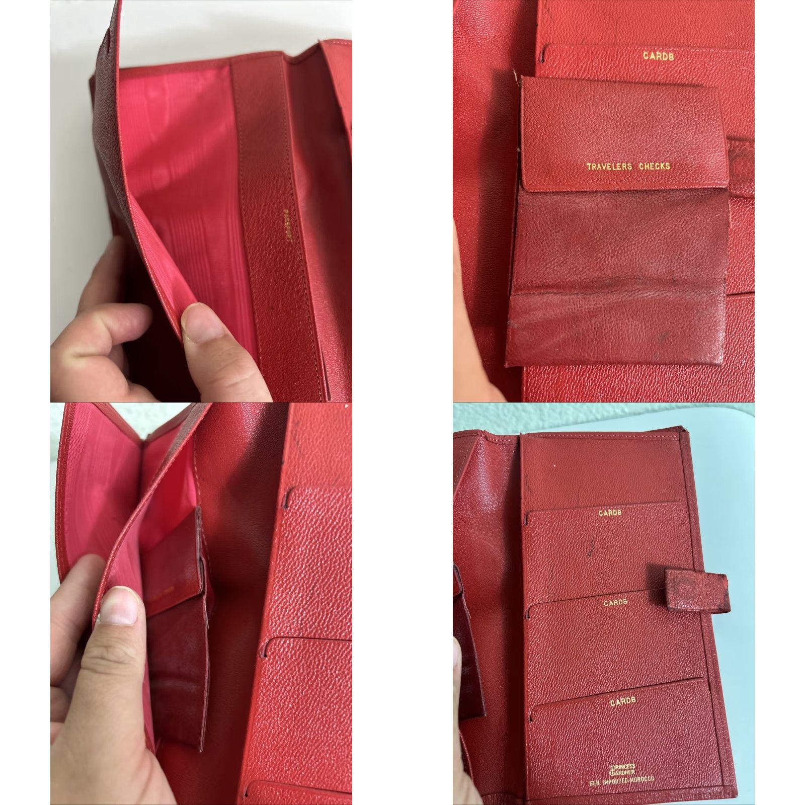 Vintage VINTAGE Princess Gardner Travel Wallet Women Red Stained Cowhide Passport/Tickets/Cards Folding Lightweight Size ONE SIZE - 10 Thumbnail