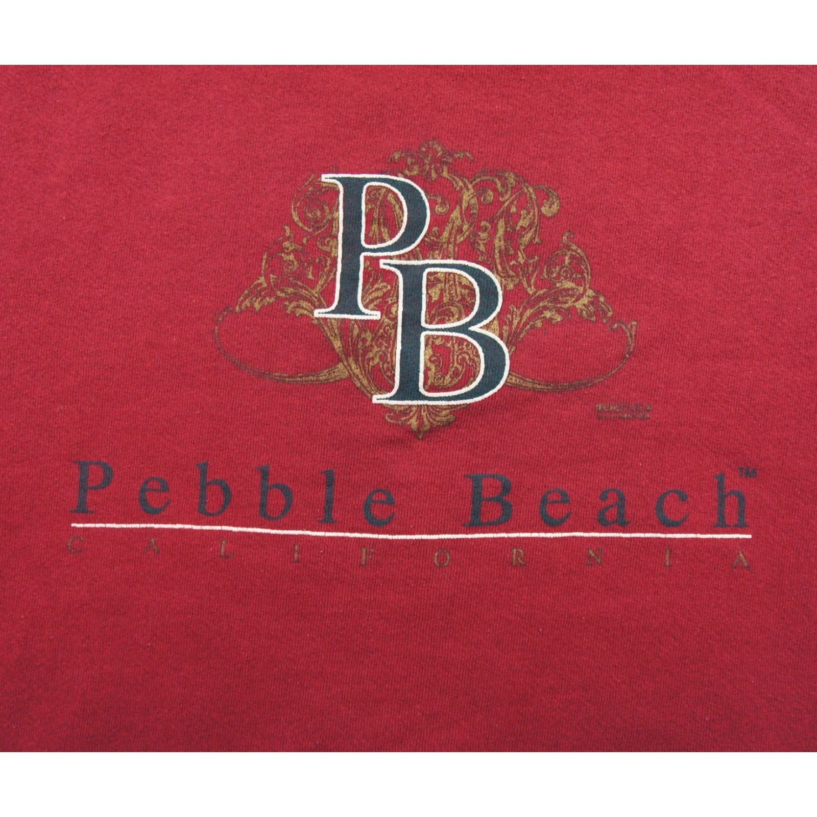 Vintage VINTAGE Pebble Beach Sweatshirt Mens L Red Crewneck 90s California Sweatshirt Pullover Crewneck Shirt Size US L / EU 52-54 / 3 - 2 Thumbnail