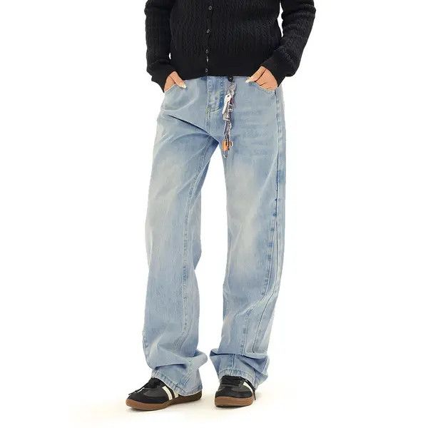 VIBE Men's high street trend loose distressed washed jeans Size US 32 / EU 48 - 7 Thumbnail