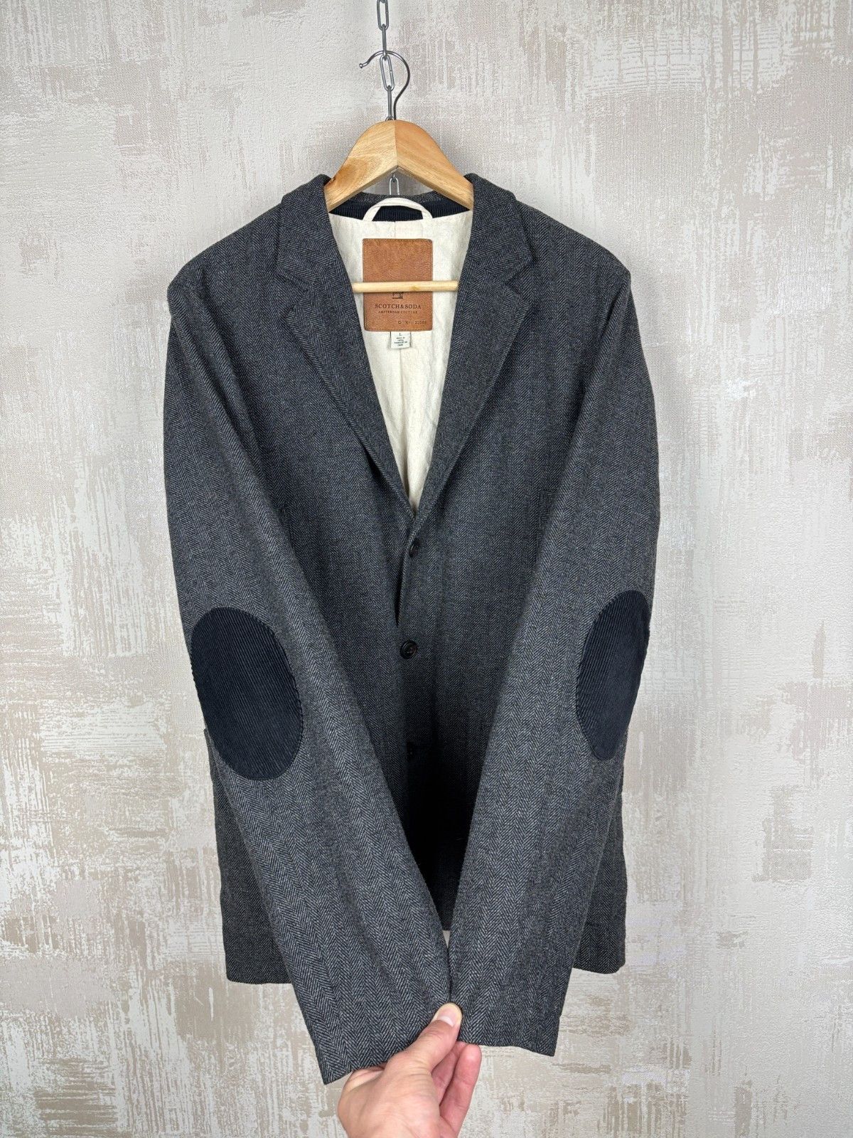 Scotch & Soda Scotch & Soda Wool Blend Herringbone Tweed Blazer Elbow Pads Size US L / EU 52-54 / 3 - 8 Thumbnail