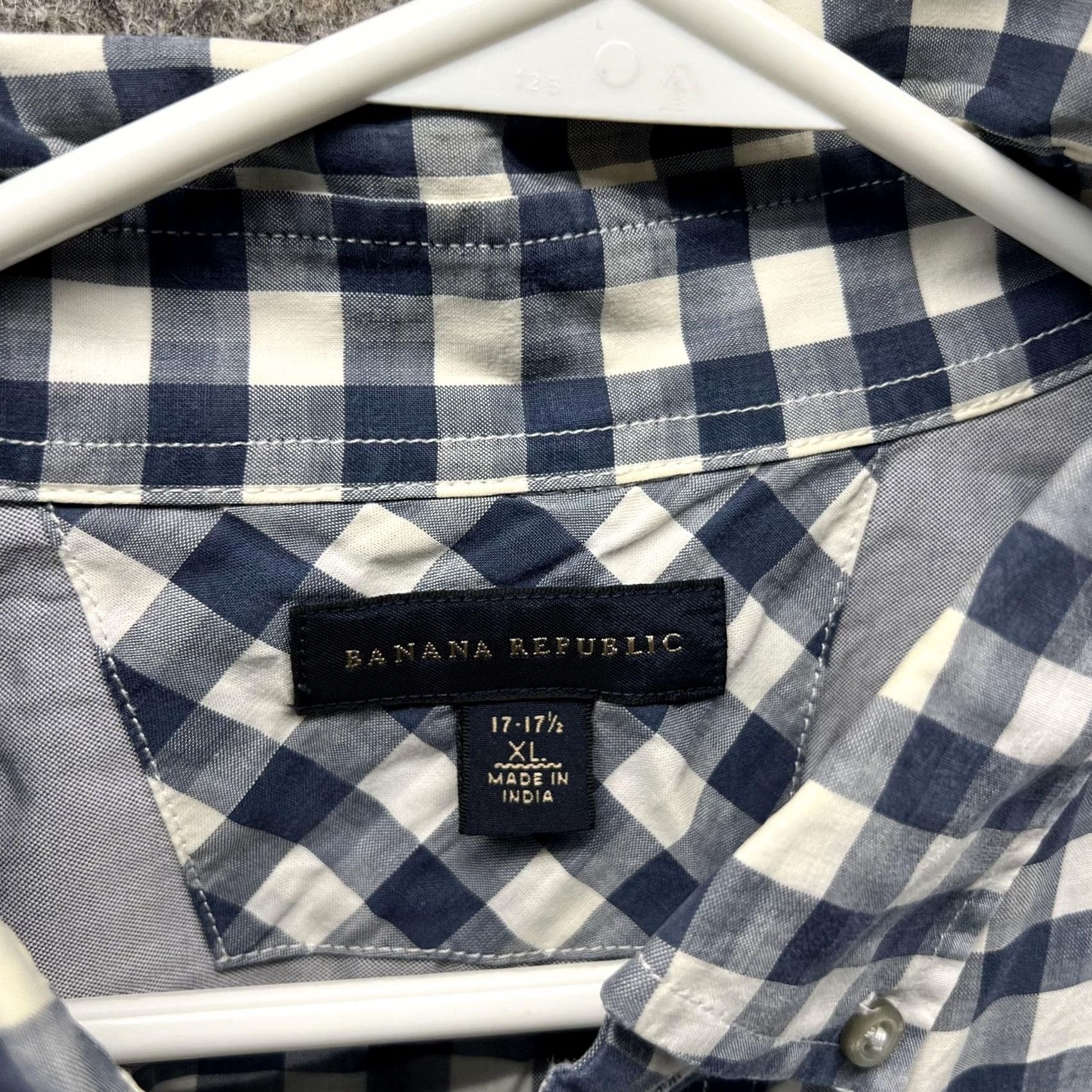 Banana Republic Banana Republic Shirt Mens XL Blue White Gingham Button-Down Long Sleeve Cotton Size US XL / EU 56 / 4 - 7 Thumbnail