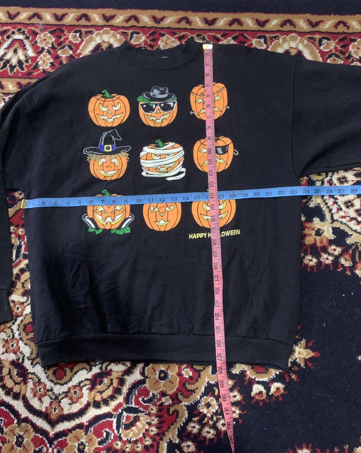 Tultex × Vintage 🔥Rare Vintage 90s Happy Hollowen Sweatshirt Size US XL / EU 56 / 4 - 7 Thumbnail