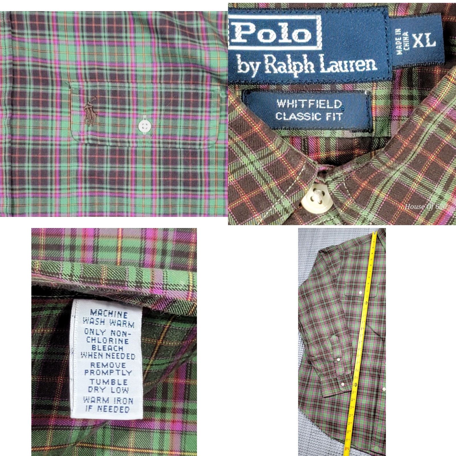Polo Ralph Lauren VINTAGE Polo Ralph Lauren Men XL Whitfield Plaid Button Up Classic Long Sleeve Shirt Size US XL / EU 56 / 4 - 8 Thumbnail