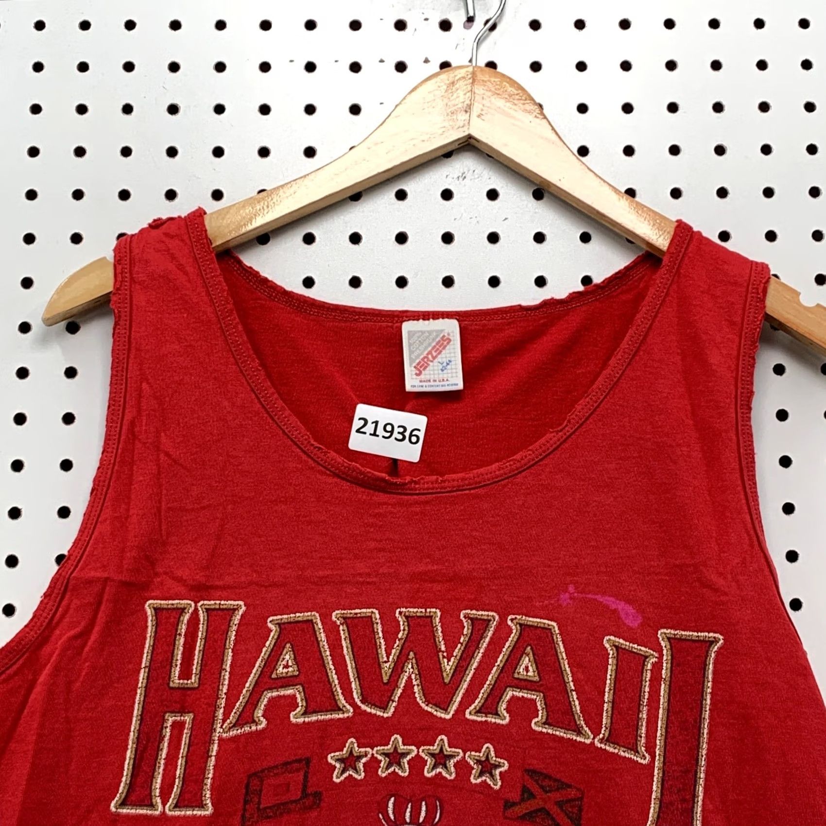 Jerzees VINTAGE Hawaii Tank Shirt Red XS Adult Small 19.5x26.5 Sleeveless Crest Logo Nike Shirt Size US S / EU 44-46 / 1 - 6 Thumbnail