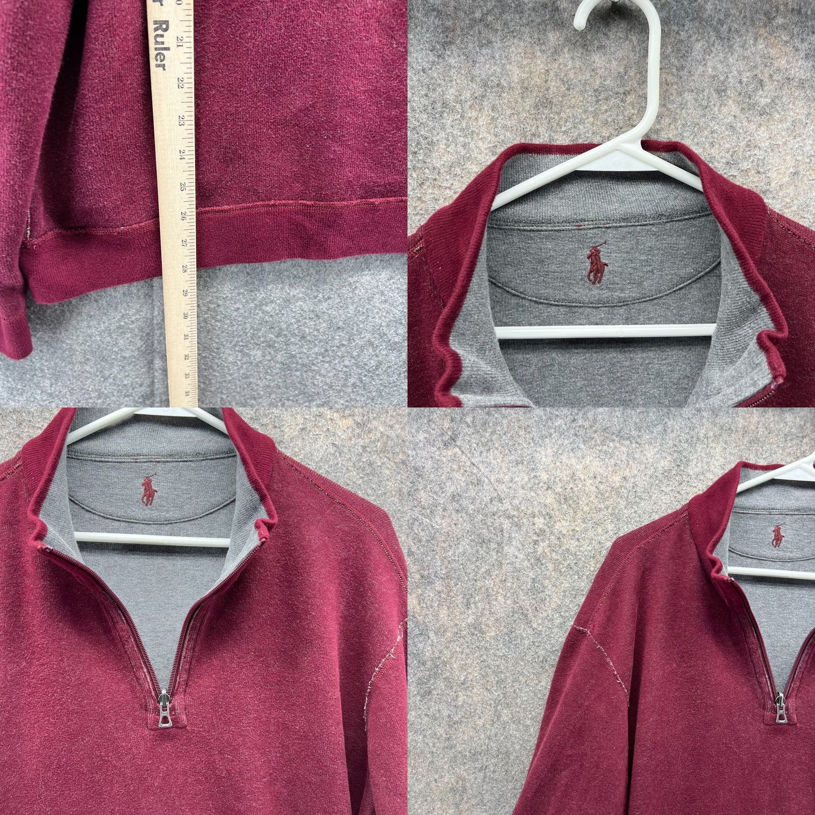 Ralph Lauren Polo Ralph Lauren Sweater Men L Burgundy Gray Reversible Pullover 1/4 Zip Size US L / EU 52-54 / 3 - 8 Thumbnail