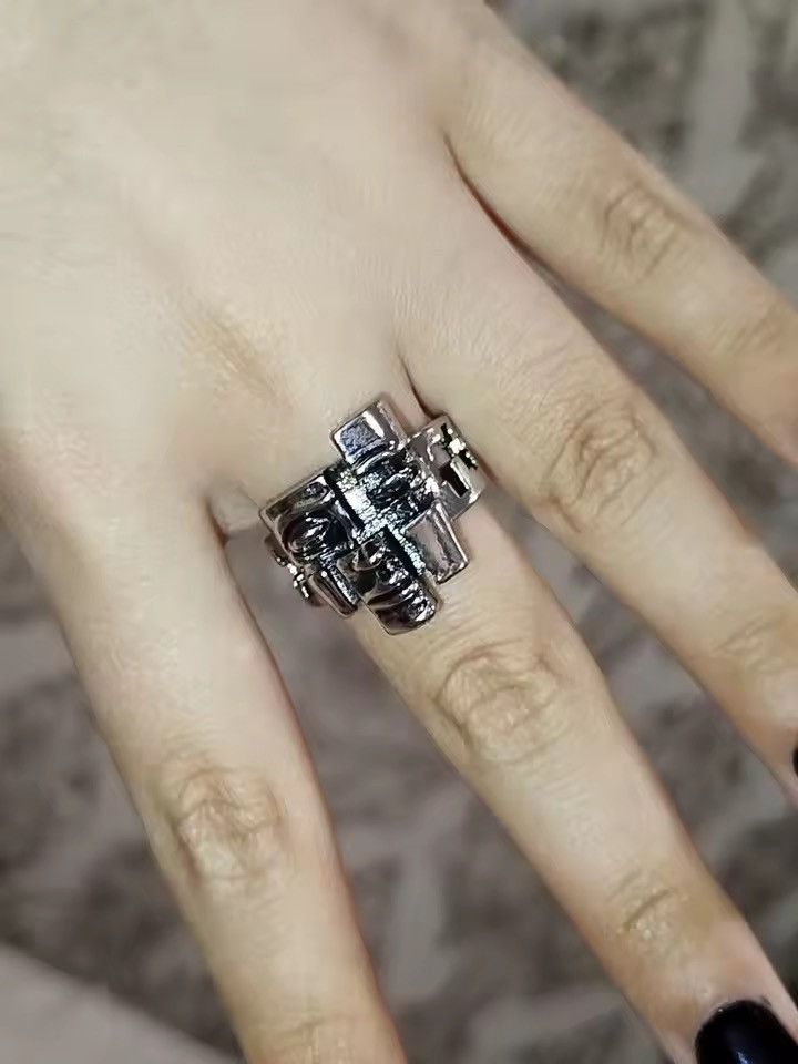 Jewelry Human Face Pattern Adjustable Ring Size ONE SIZE - 4 Thumbnail