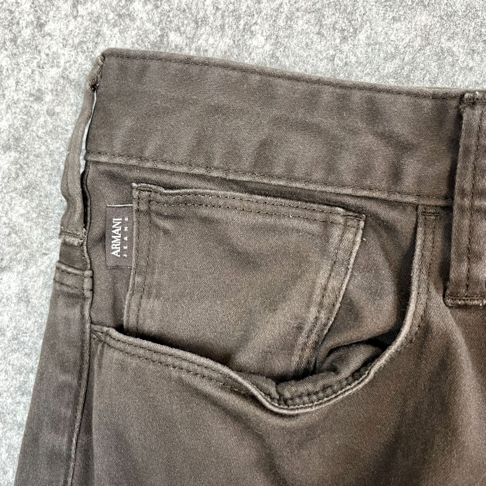 Armani ARMANI Chino Trousers Pants Slim Tapered Fit 30 Brown Cotton Elastane Flat Front 5-Pocket Mens Jeans J06 Vintage No Size US 30 / EU 46 - 7 Thumbnail