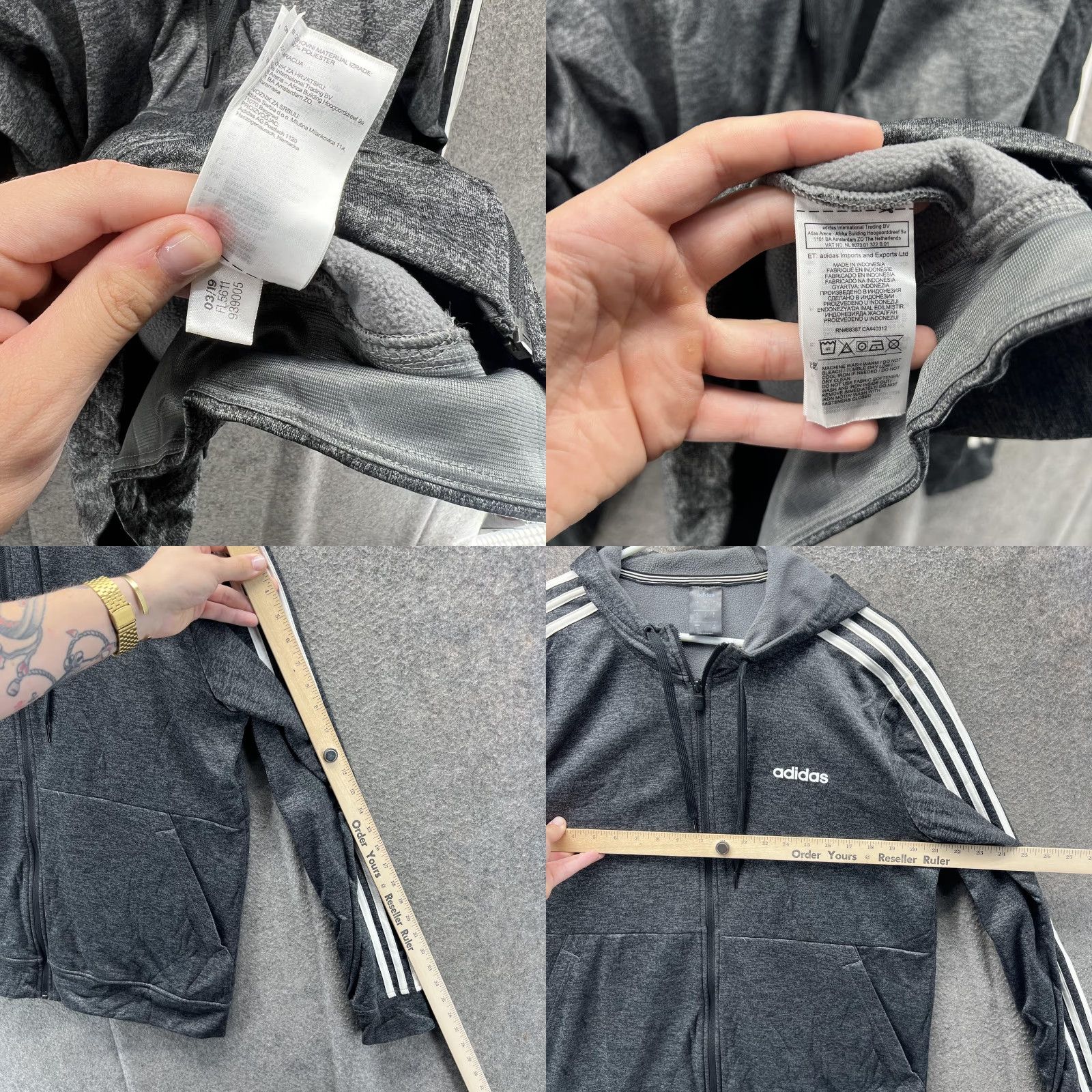 Adidas Adidas Hoodie Mens Large Gray Full Zip Fleece Lined Jacket Athletic Size US L / EU 52-54 / 3 - 8 Thumbnail