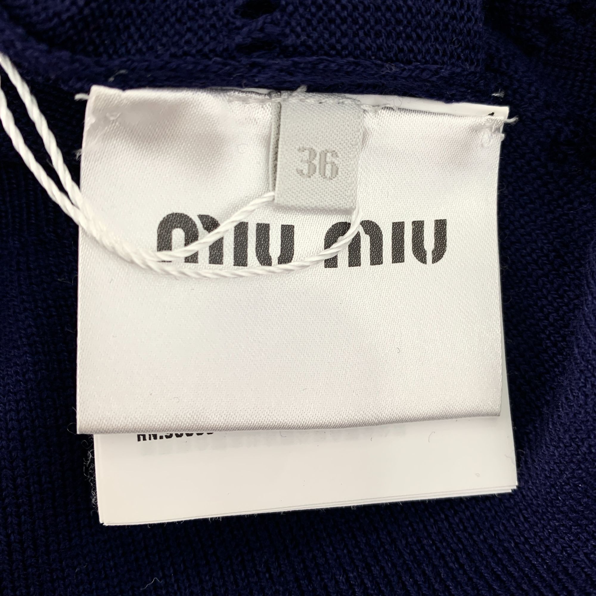 Miu Miu Miu Miu Womens Dark Blue Virgin Wool Heart Pattern Long Slee Size XS / US 0-2 / IT 36-38 - 5 Thumbnail