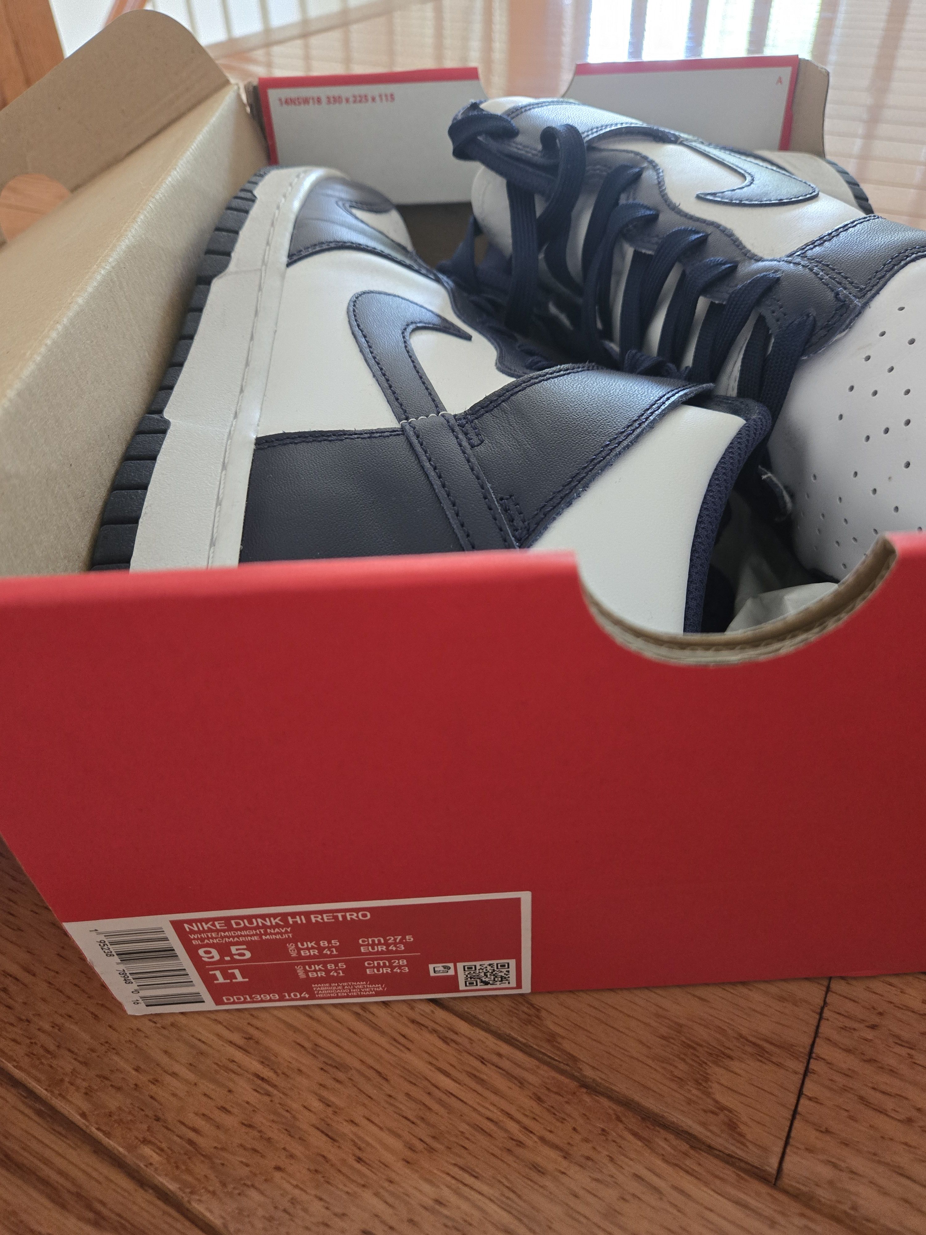 Nike Dunk Hi Retro Midnight Navy Size US 9.5 / EU 42-43 - 7 Thumbnail