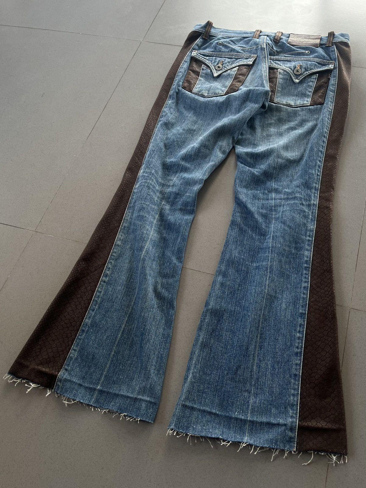 If Six Was Nine × Le Grande Bleu (L.G.B.) × Yasuyuki Ishii JAPANESE FLARE BOOTCUT PANTS MORGAN HOMME SNAKE LEATHER Size US 30 / EU 46 - 6 Thumbnail