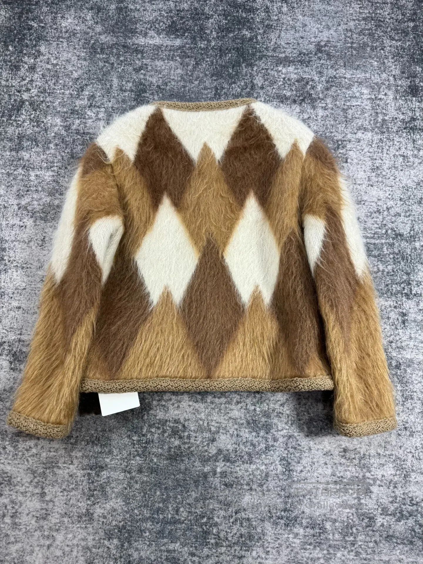 Celine CELINE Argyle Mohair Gold Button Coat| Size XS / US 0-2 / IT 36-38 - 2 Thumbnail