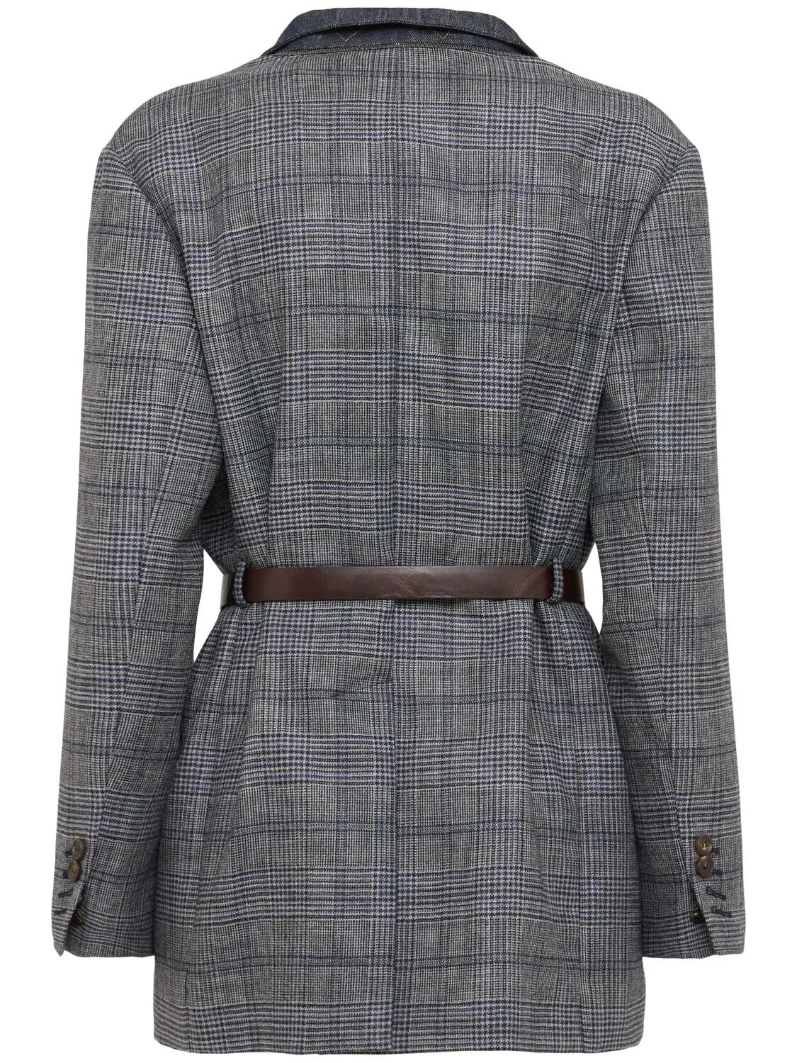 Brunello Cucinelli BRUNELLO CUCINELLI Gray/Blue Wool Blazer New Size XS / US 0-2 / IT 36-38 - 2 Thumbnail
