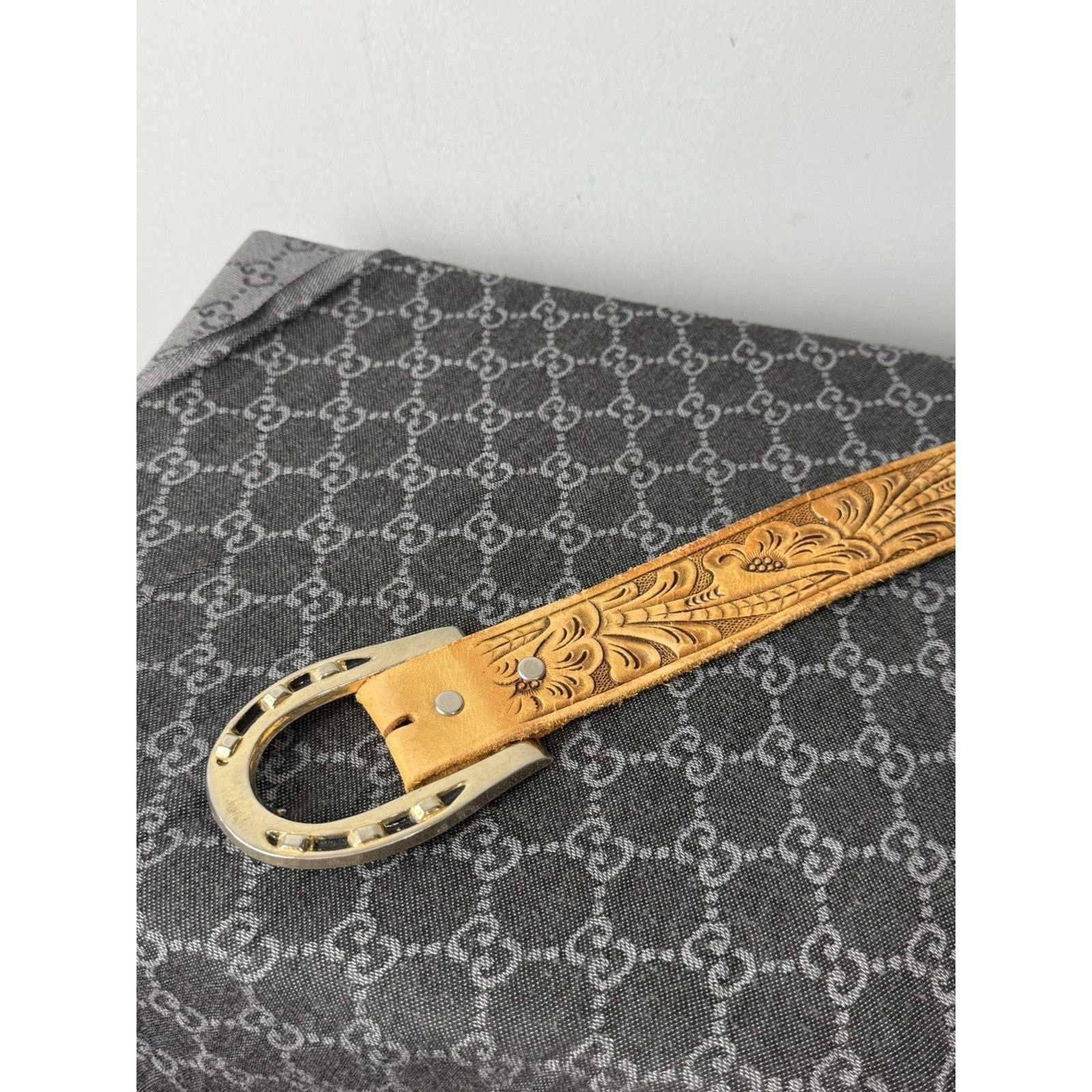 Genuine Leather Rare! Vintage Leather Belt Western Cowboy Style Texas Sendra Size ONE SIZE - 2 Thumbnail