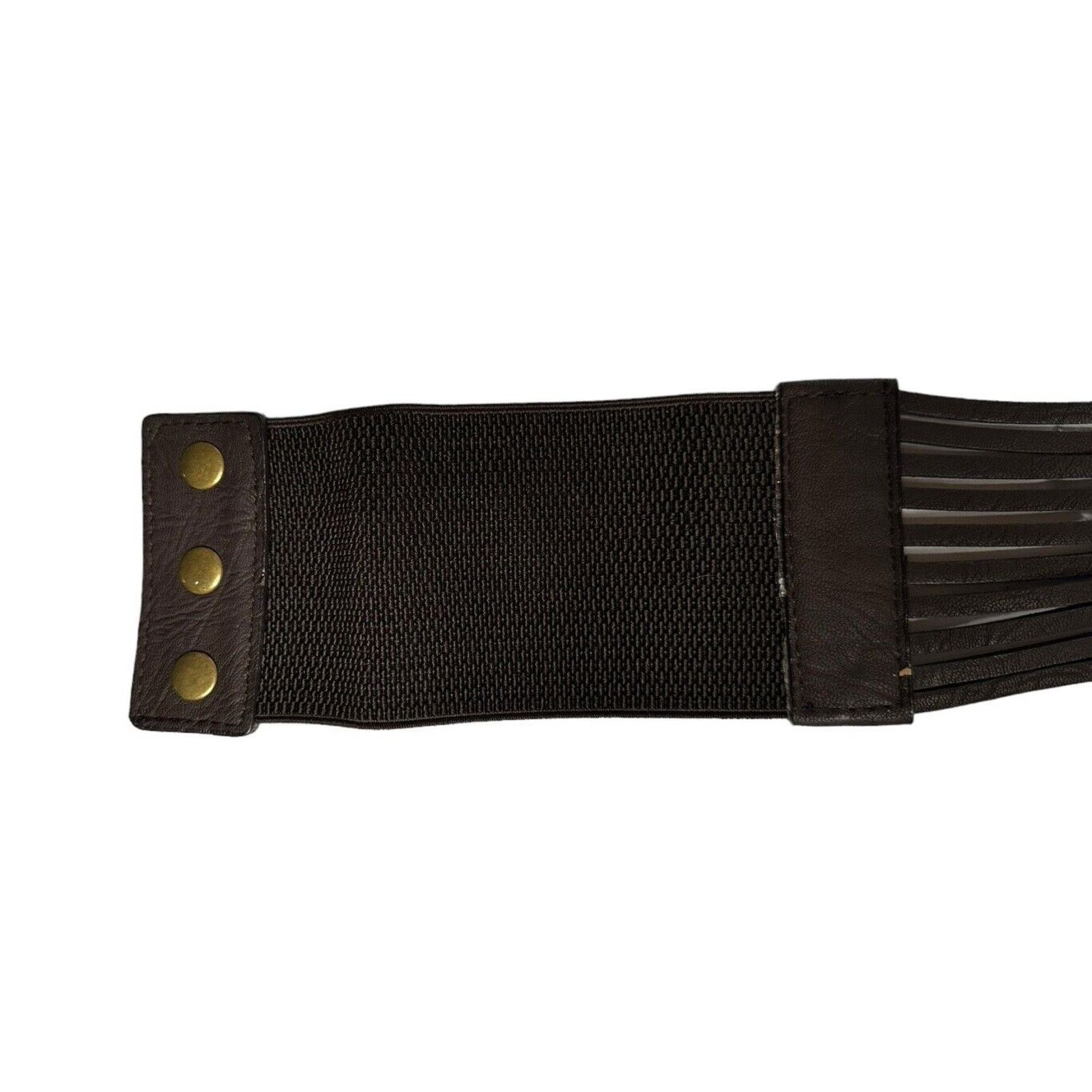 Other ANGIE Wide Brown Beaded Faux Leather Elastic Stretch Belt Size ONE SIZE - 6 Thumbnail