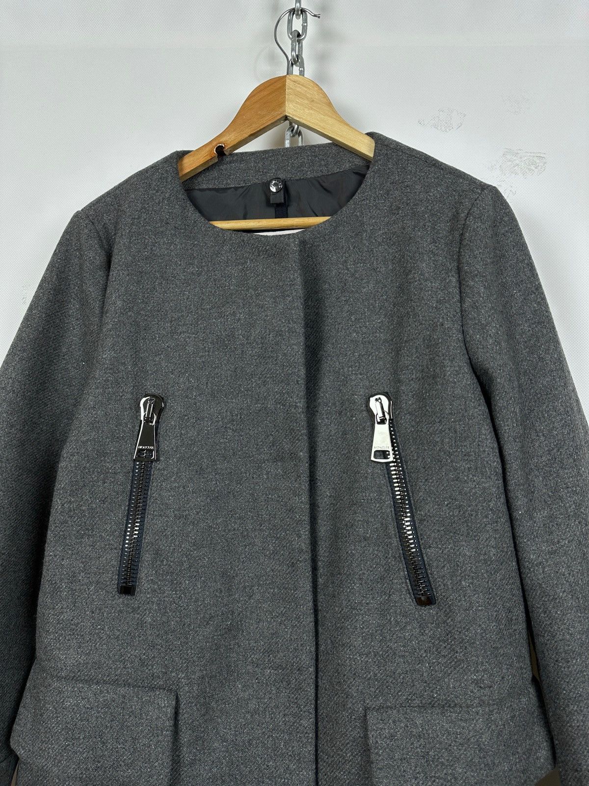 Moncler Moncler Euphemia Giubbotto Grey Wool Coat Jacket Size XL / US 12-14 / IT 48-50 - 6 Thumbnail