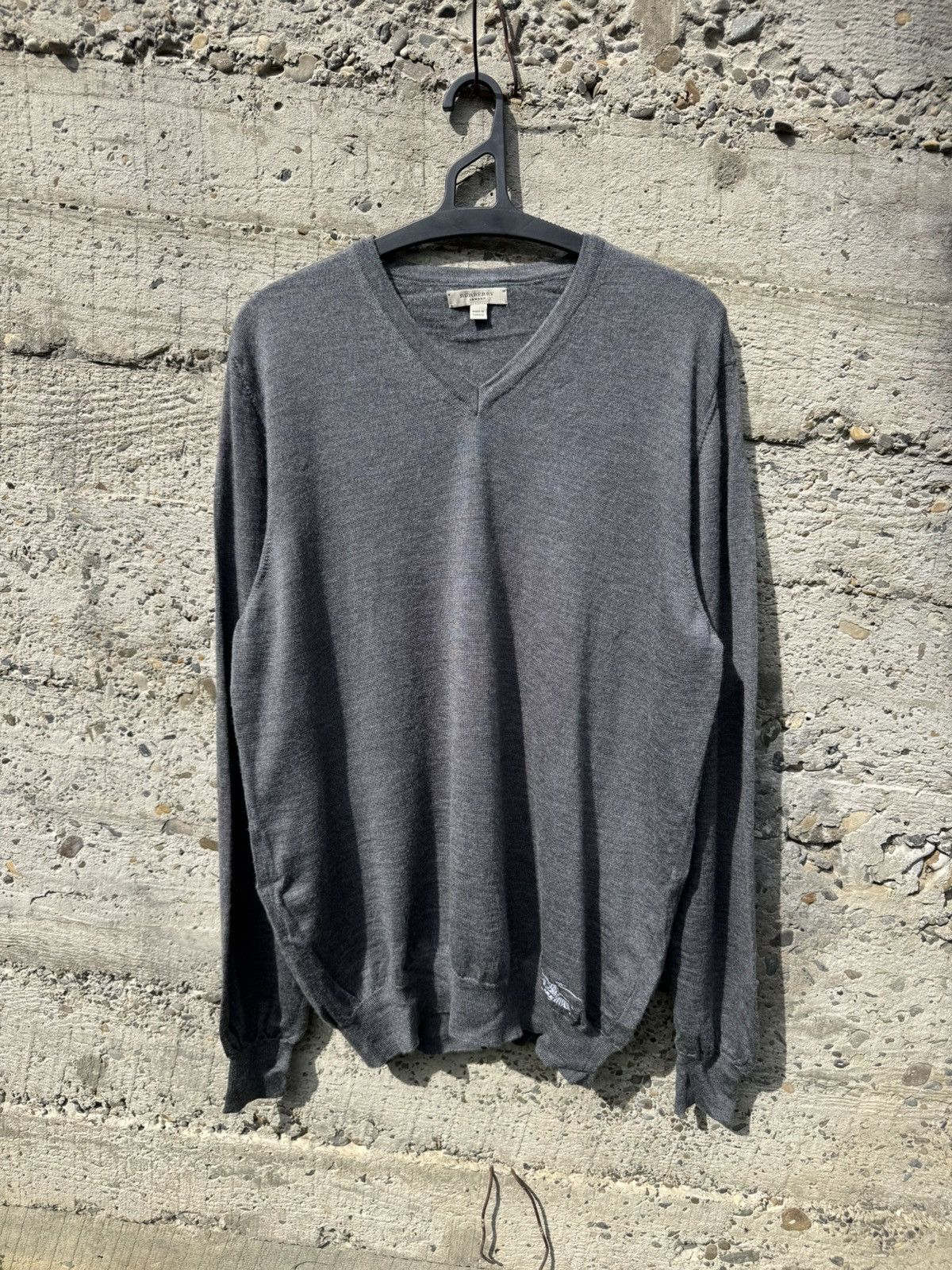 Vintage Burberry V-Neck Wool Sweater