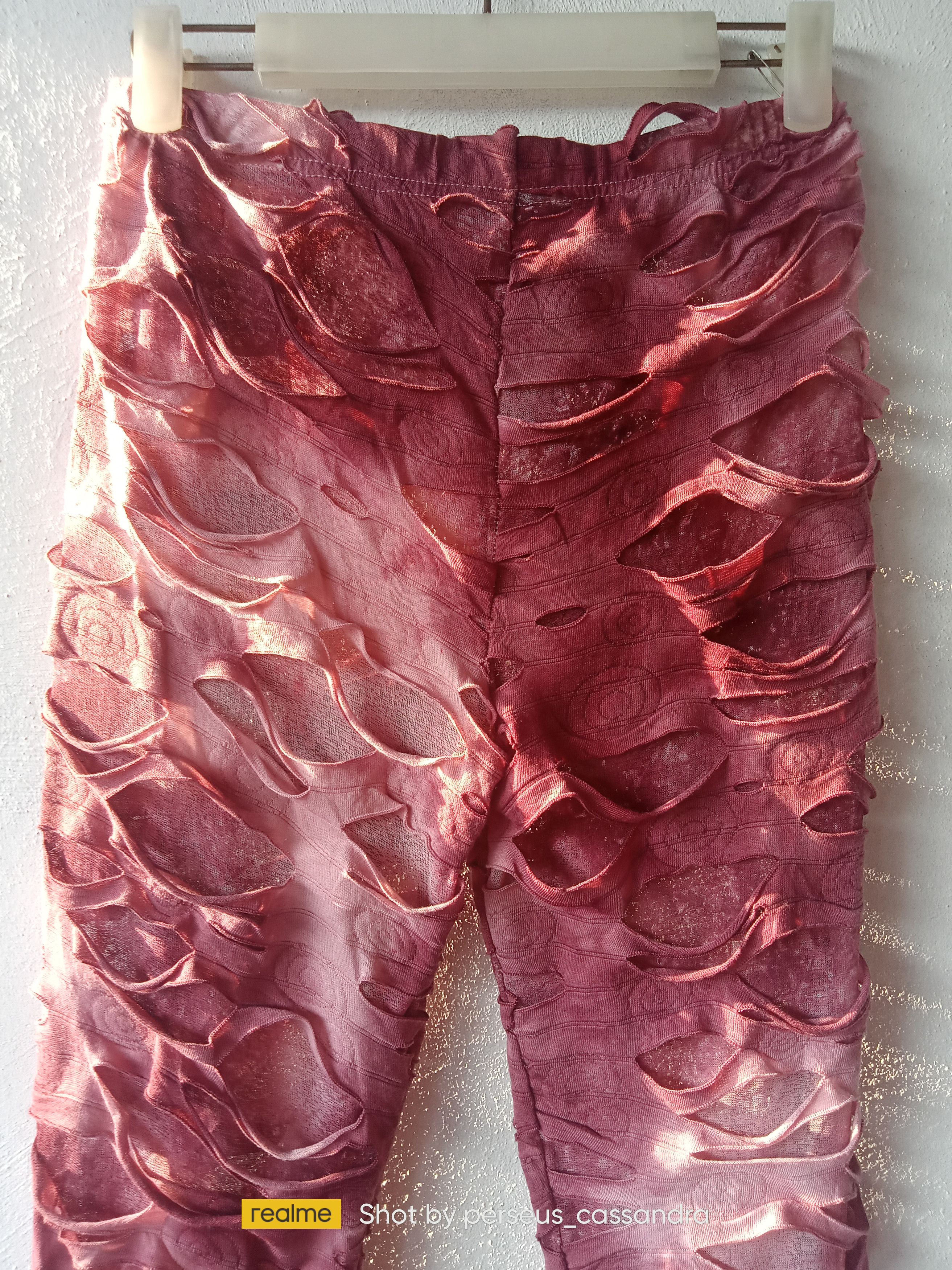 Japanese Brand Distressed Ripped Mesh Legging Pants Size 29" - 5 Thumbnail