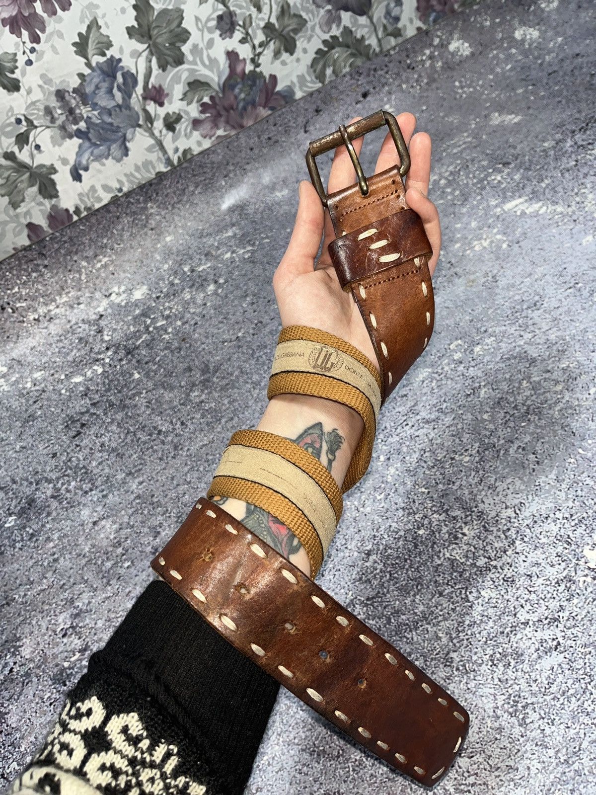 Dolce & Gabbana Vintage Dolce Gabbana Leather Cotton Belt Big Logo Monogram Size ONE SIZE - 1 Thumbnail