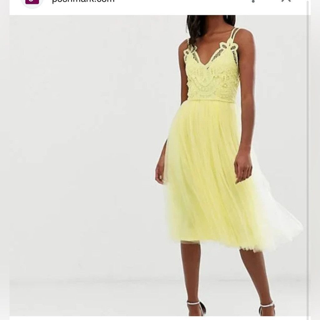 Asos ASOS Yellow Sweetheart Neck Sundress Midi Size M / US 6-8 / IT 42-44 - 3 Thumbnail