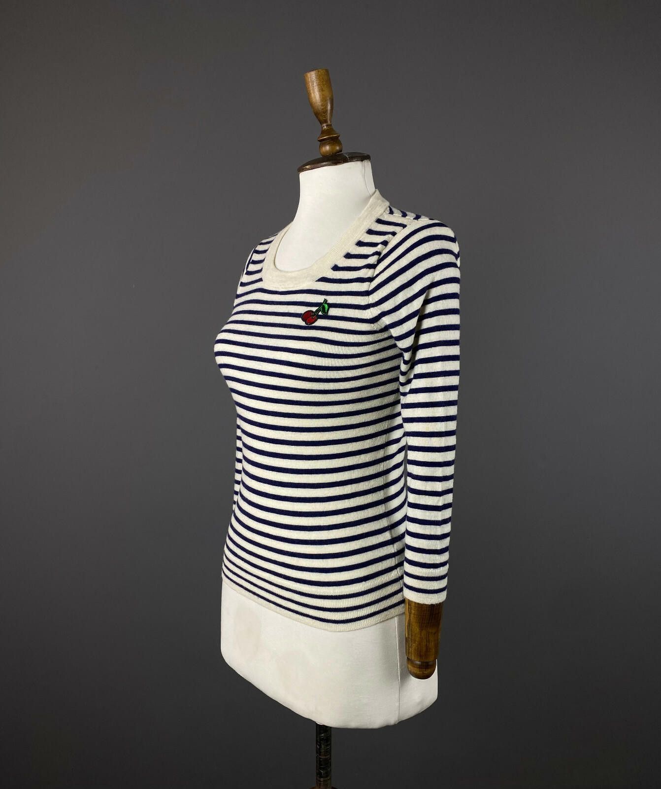 J.Crew Ladies J. Crew Stripe Merino Wool 3/4 Sleeve Sweater Size XS Size XS / US 0-2 / IT 36-38 - 5 Thumbnail