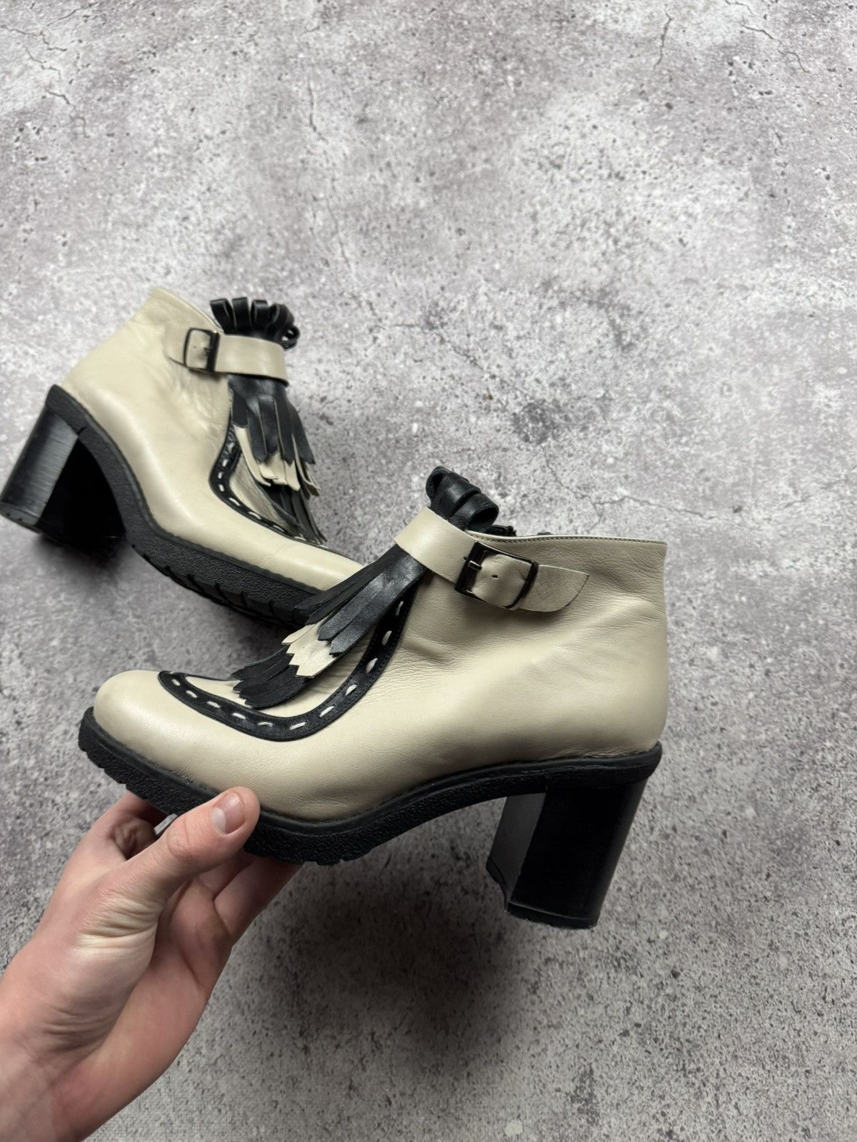 Japanese Brand Vintage Rick Owen’s Style Y2K Leather Fridge Heels Boots 00s Size US 8 / IT 38 - 10 Thumbnail