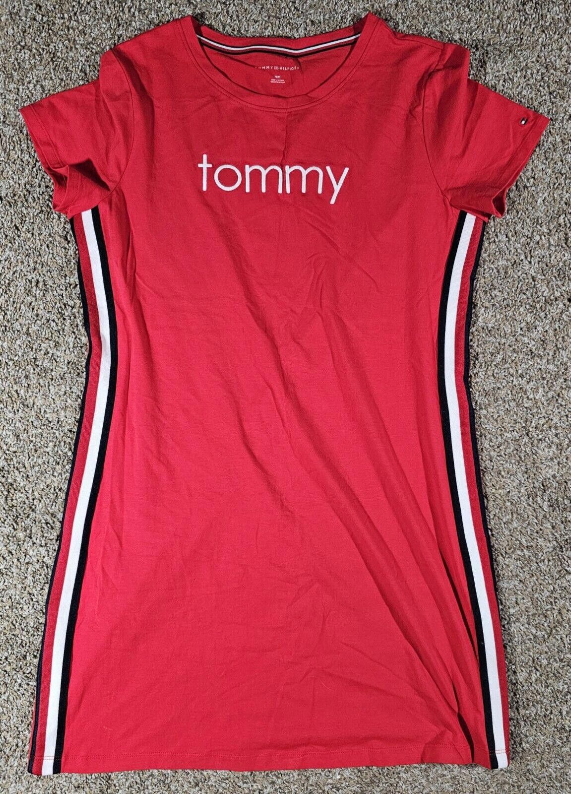 Tommy Hilfiger Tommy Hilfiger Women's Side Striped Red T-Shirt Dress SZ M Size M / US 6-8 / IT 42-44 - 1 Thumbnail