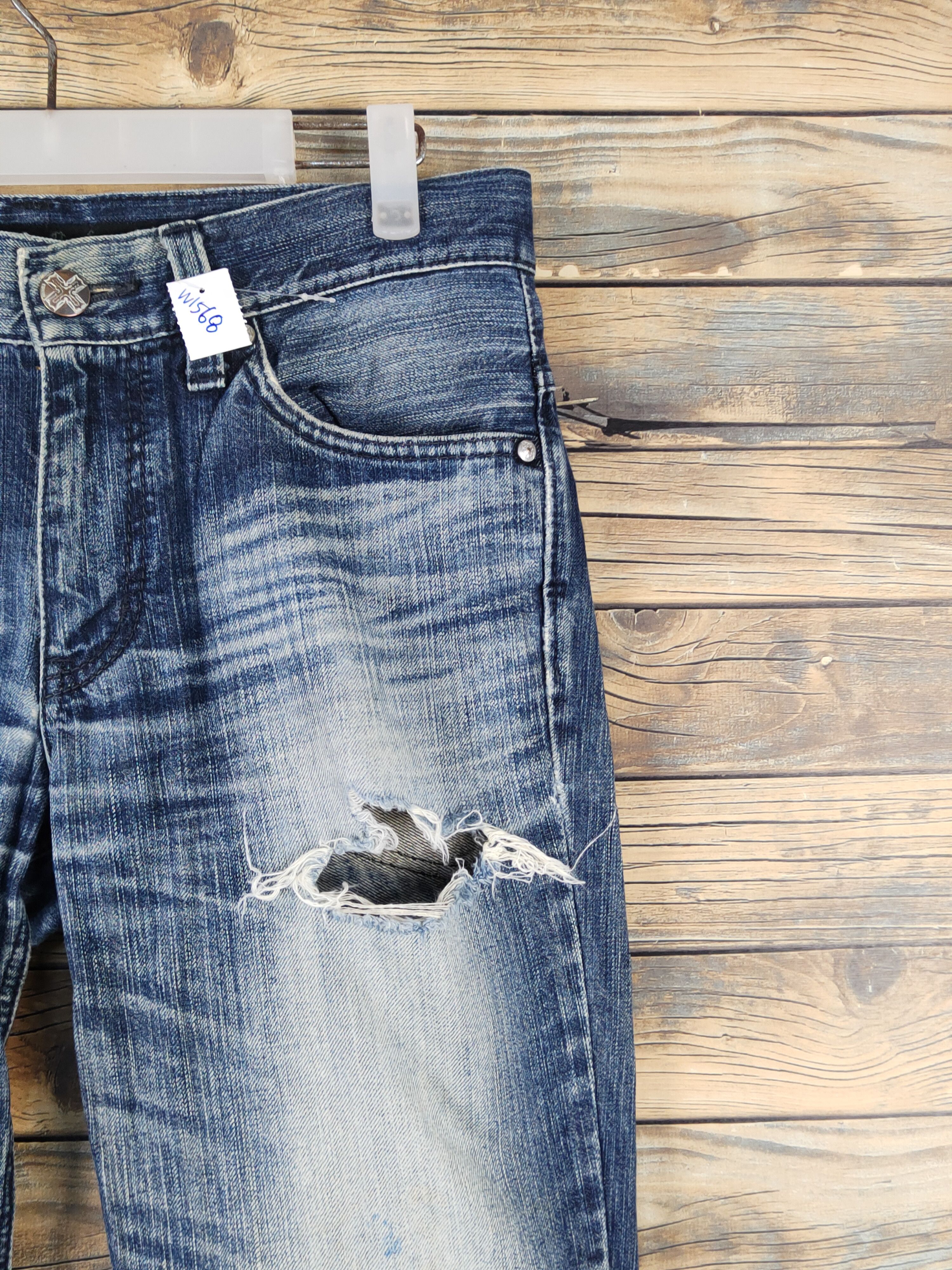 Edwin Edwin Dark Blue Distressed Ripped Jeans #W1568 Size US 30 / EU 46 - 6 Thumbnail