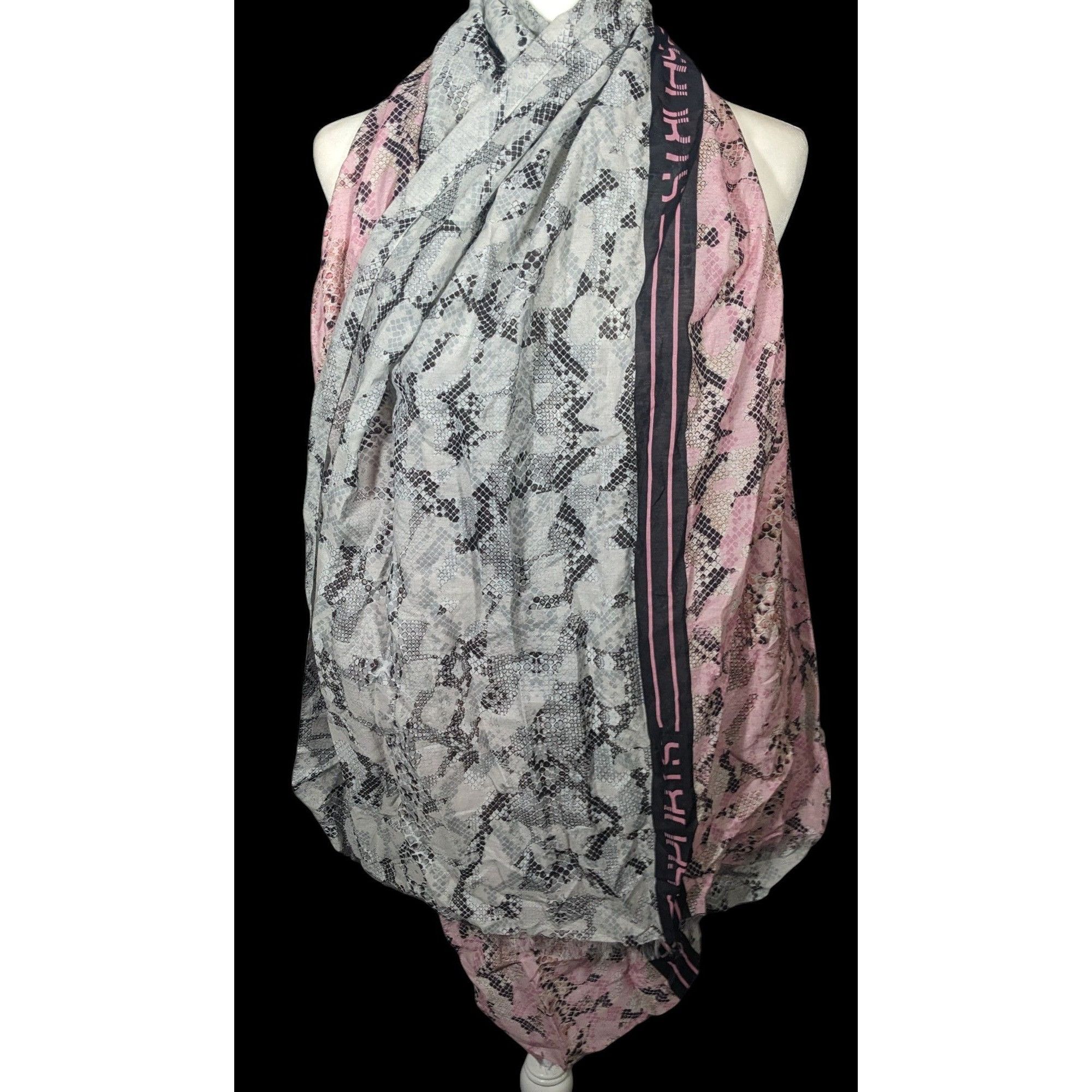 Other Marc Cain Sports Grey And Pink Snake Print Scarf Size ONE SIZE - 1 Thumbnail