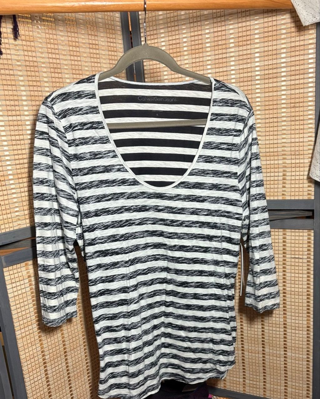 Calvin Klein Calvin Klein Jeans Black & White Striped Long Sleeve Tee Size XL / US 12-14 / IT 48-50 - 1 Thumbnail