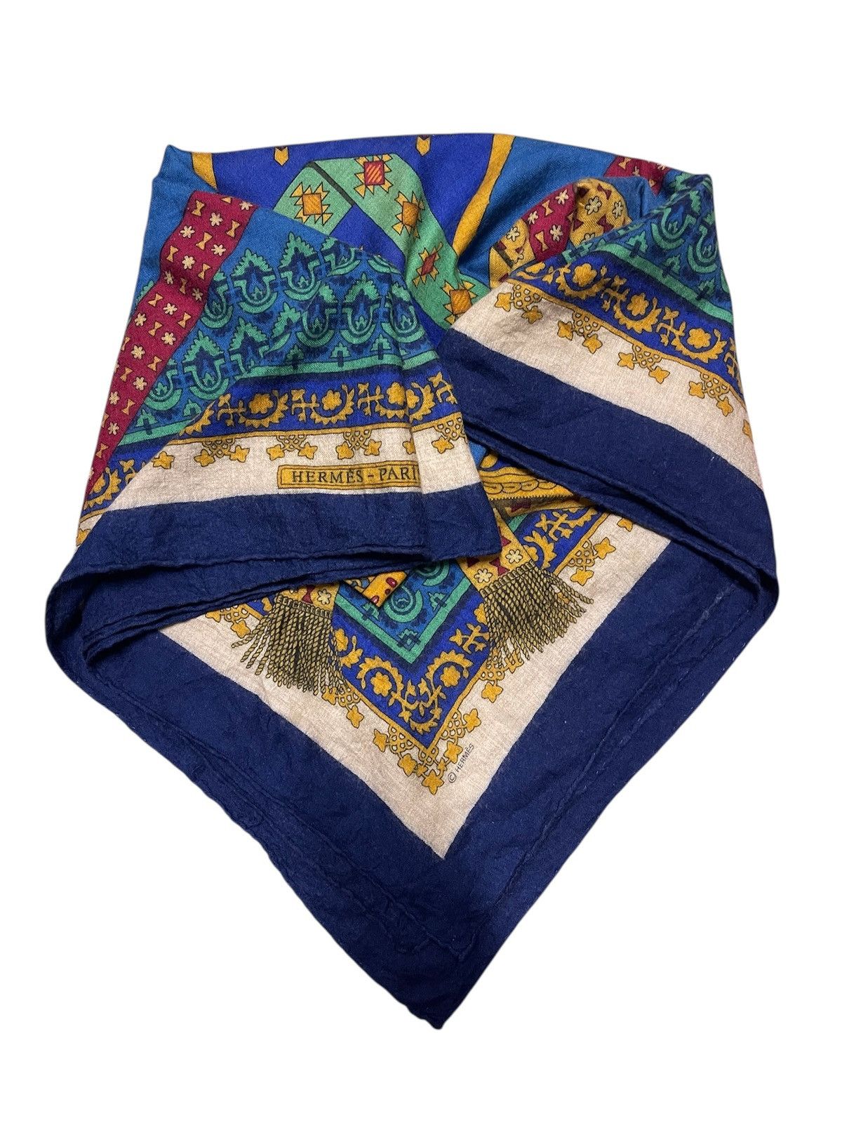 Hermes HERMÈS Vintage Silk Cashmere BRINS D'OR stole shawl Size ONE SIZE - 3 Thumbnail