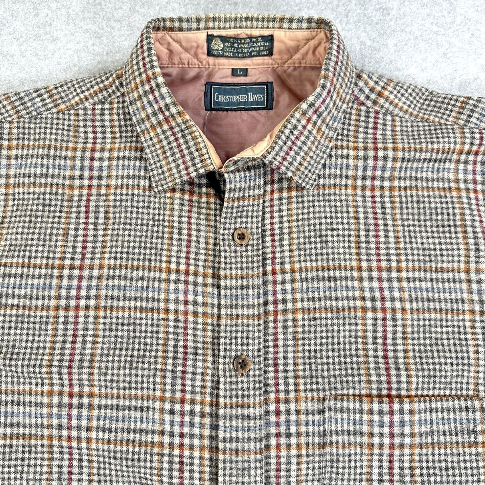 Vintage Christopher Hayes Shirt Mens L Gray Plaid Wool Lined Button Front Casual Size US L / EU 52-54 / 3 - 3 Thumbnail