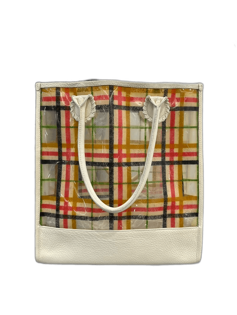 Burberry Plaid Transparent Pvc Tote Bag, Men's