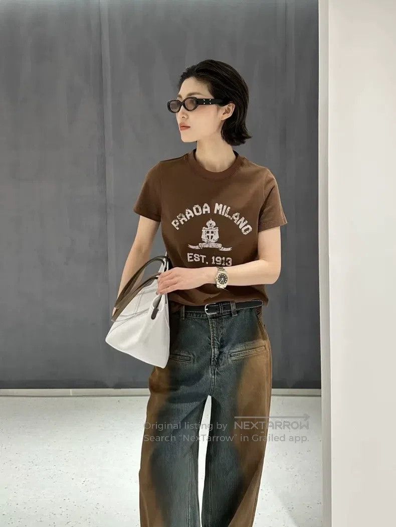 Prada Prada Brown old printed T-shirt Size M / US 6-8 / IT 42-44 - 1 Thumbnail