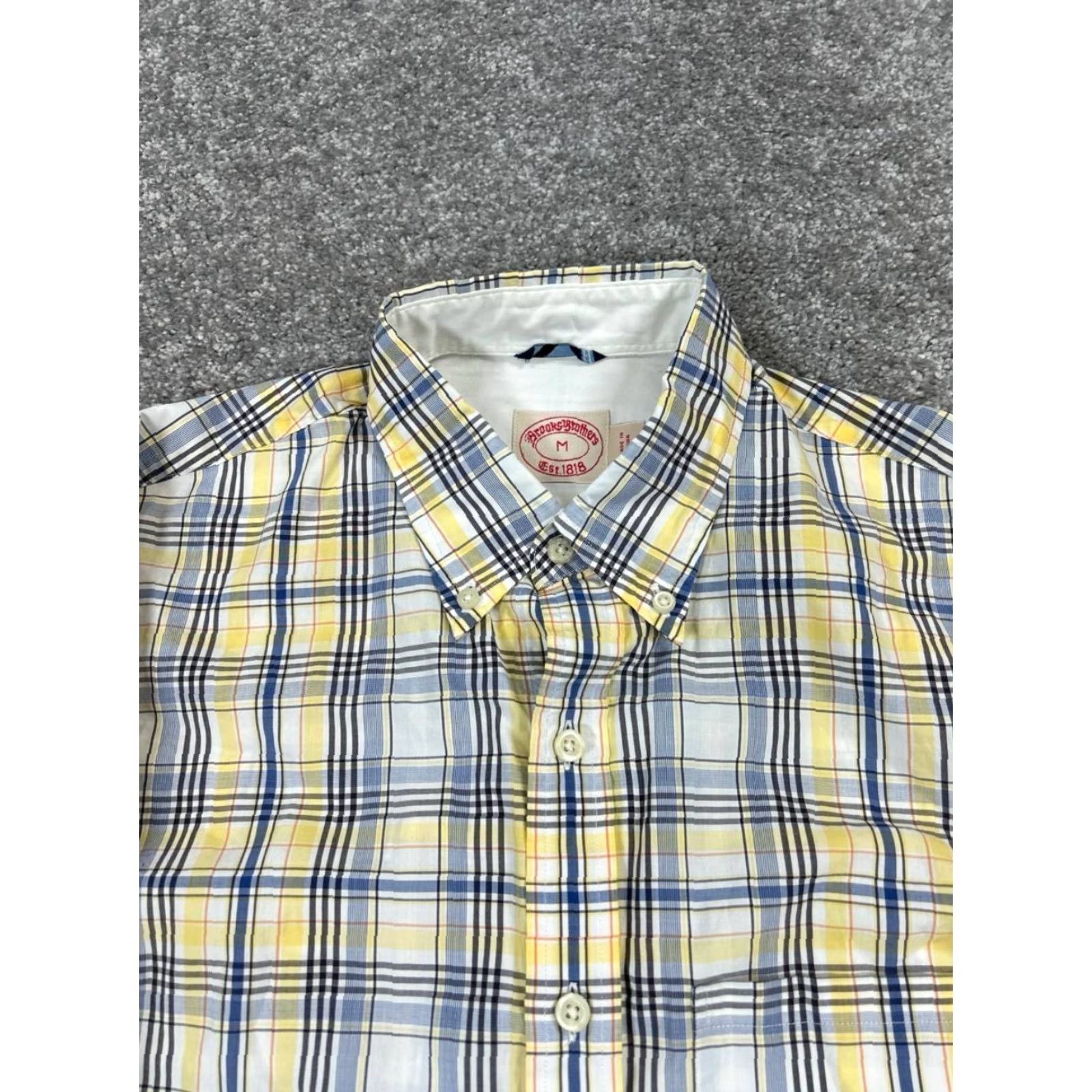 Brooks Brothers Brooks Brothers Shirt Mens Medium Blue Yellow White Cotton Button Up Size US M / EU 48-50 / 2 - 2 Thumbnail