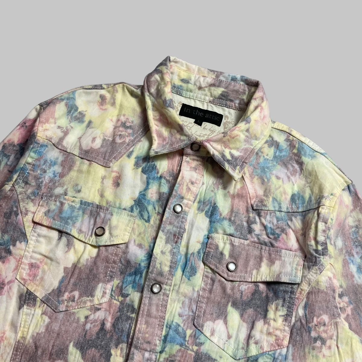GOSTAR DE FUGA × In The Attic × Japanese Brand IN THE ATTIC - Floral Stone Buttons Up Shirt Flowers Size US M / EU 48-50 / 2 - 3 Thumbnail