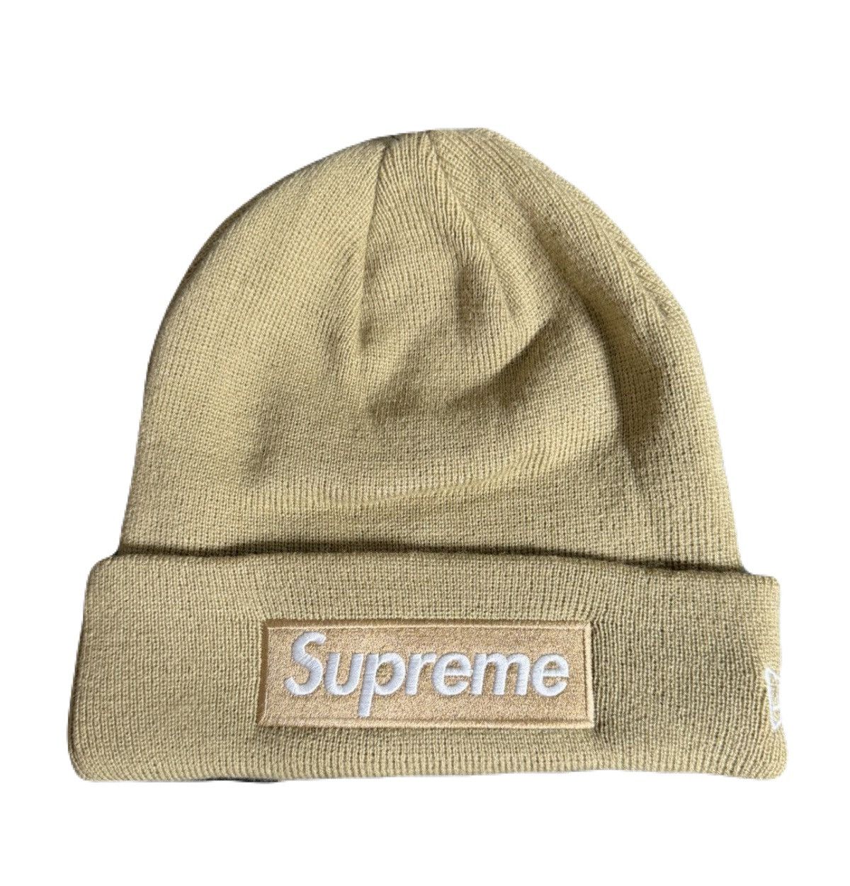 New Era × Supreme Supreme New Era Box Logo Beanie - Dark Sand (FW 23) Size ONE SIZE - 1 Thumbnail