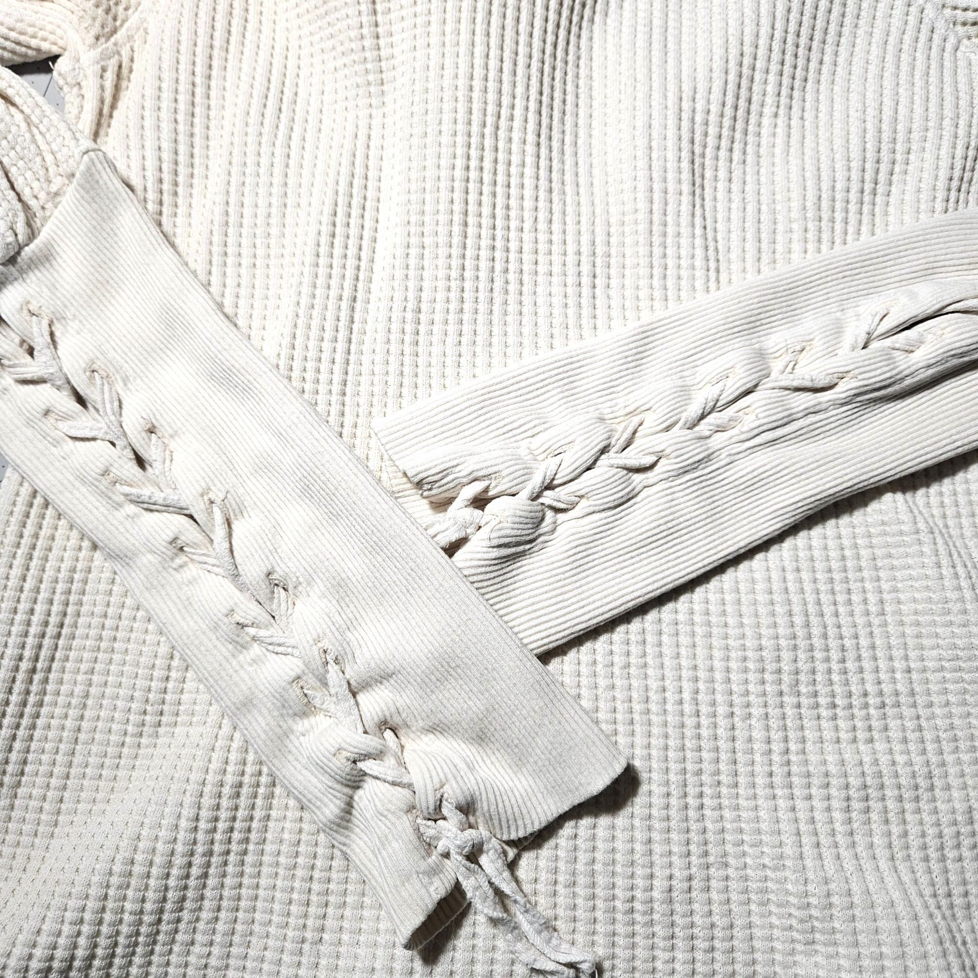 Free People Free People One White Waffle Knit Braided LS Top Small Boho Size S / US 4 / IT 40 - 5 Thumbnail
