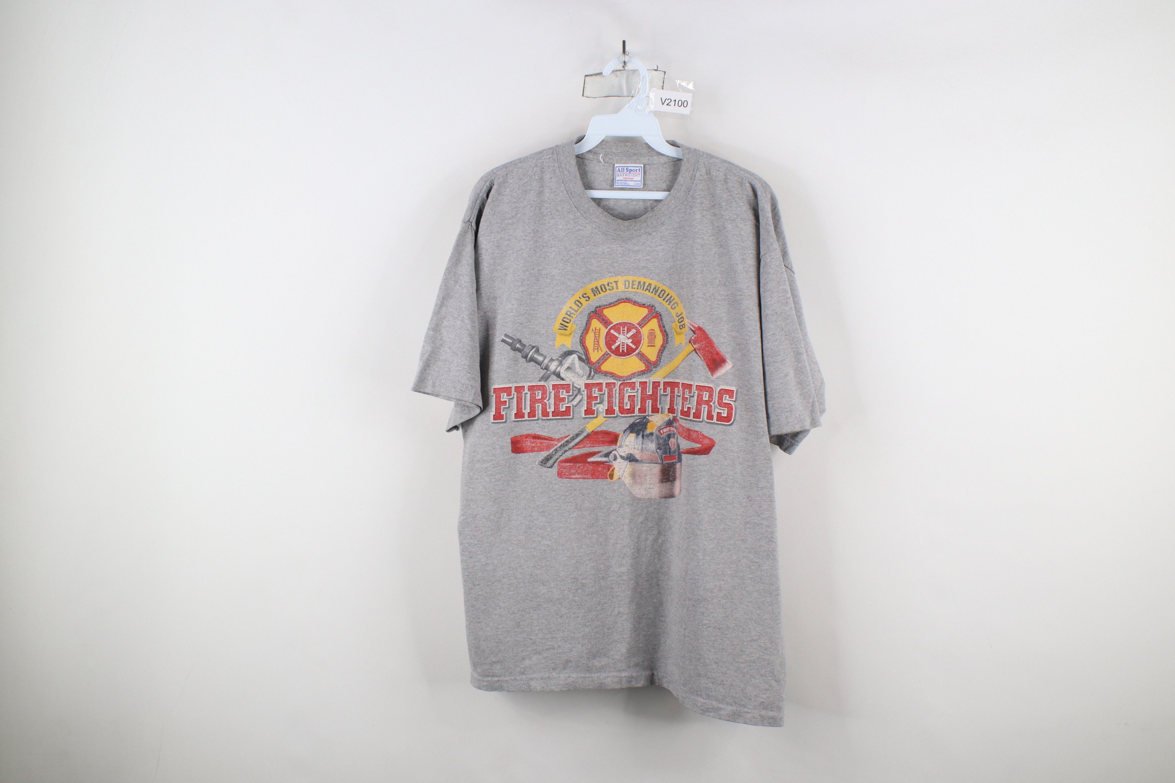 Vintage Vintage 90s Spell Out Fire Fighters Short Sleeve T-Shirt Size US L / EU 52-54 / 3 - 1 Thumbnail