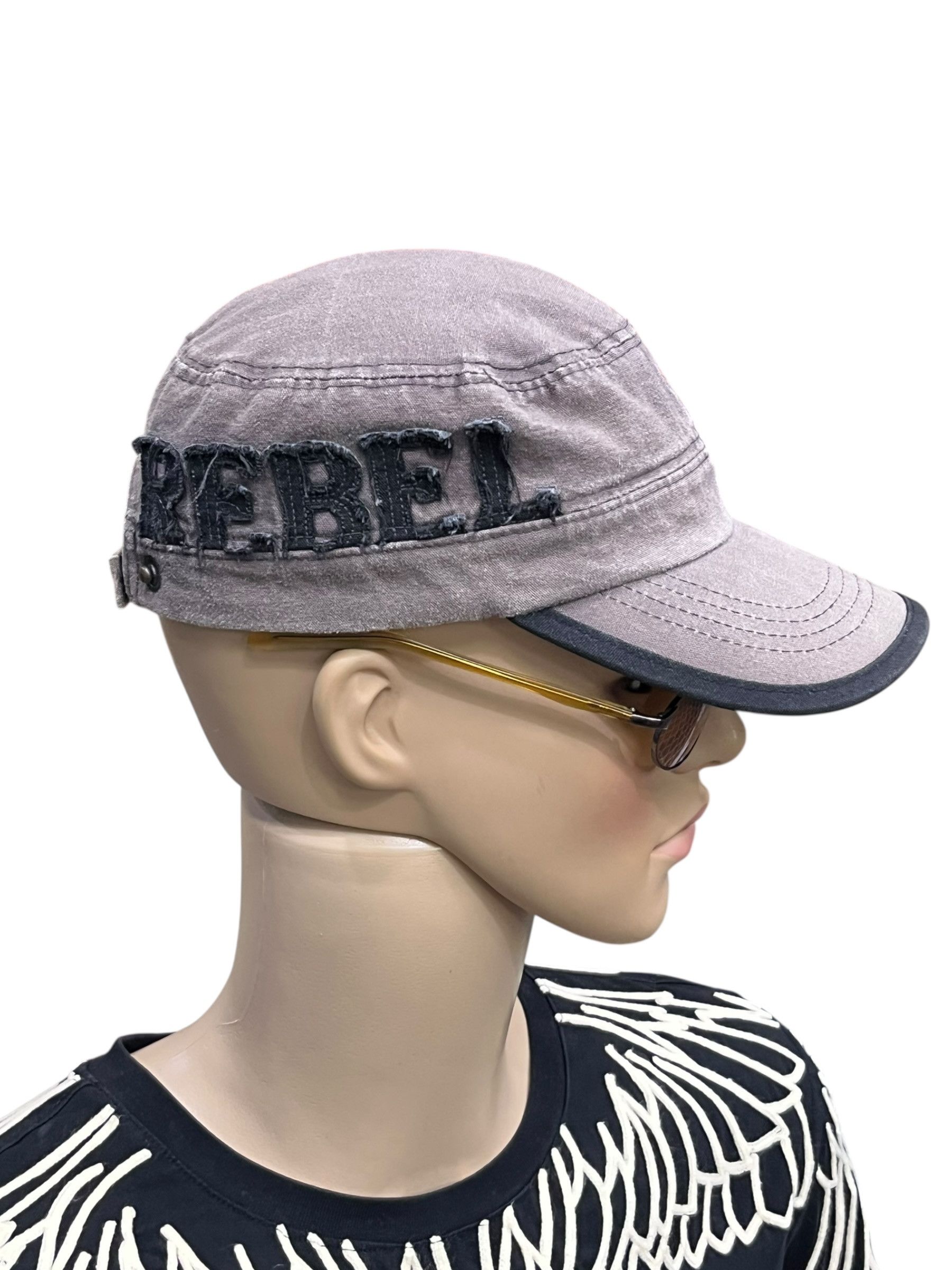 Japanese Brand Vintage BLACK REBEL Distressed Grunge Military Cap Size ONE SIZE - 1 Thumbnail