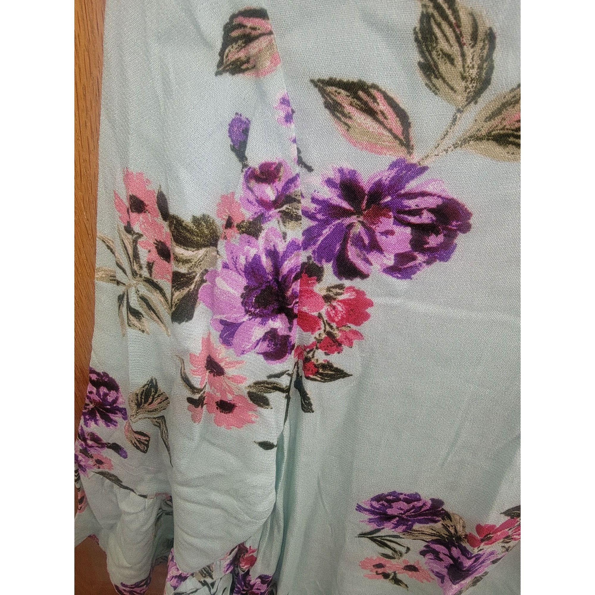 Other Blu Pepper Floral Tunic Top W/ Lace-Up Neckline & Ruffle Hem Size L / US 10 / IT 46 - 9 Thumbnail
