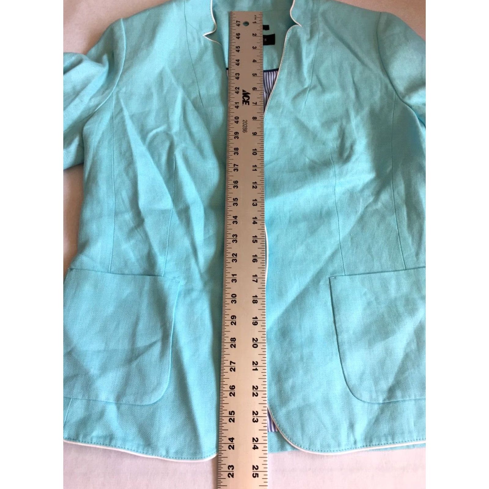 Talbots Talbots Womens Blazer Shirt Linen One-Button Long Sleeve Blue 8 Lined Pocket Notch Lapel Vintage? No Size M / US 6-8 / IT 42-44 - 7 Thumbnail