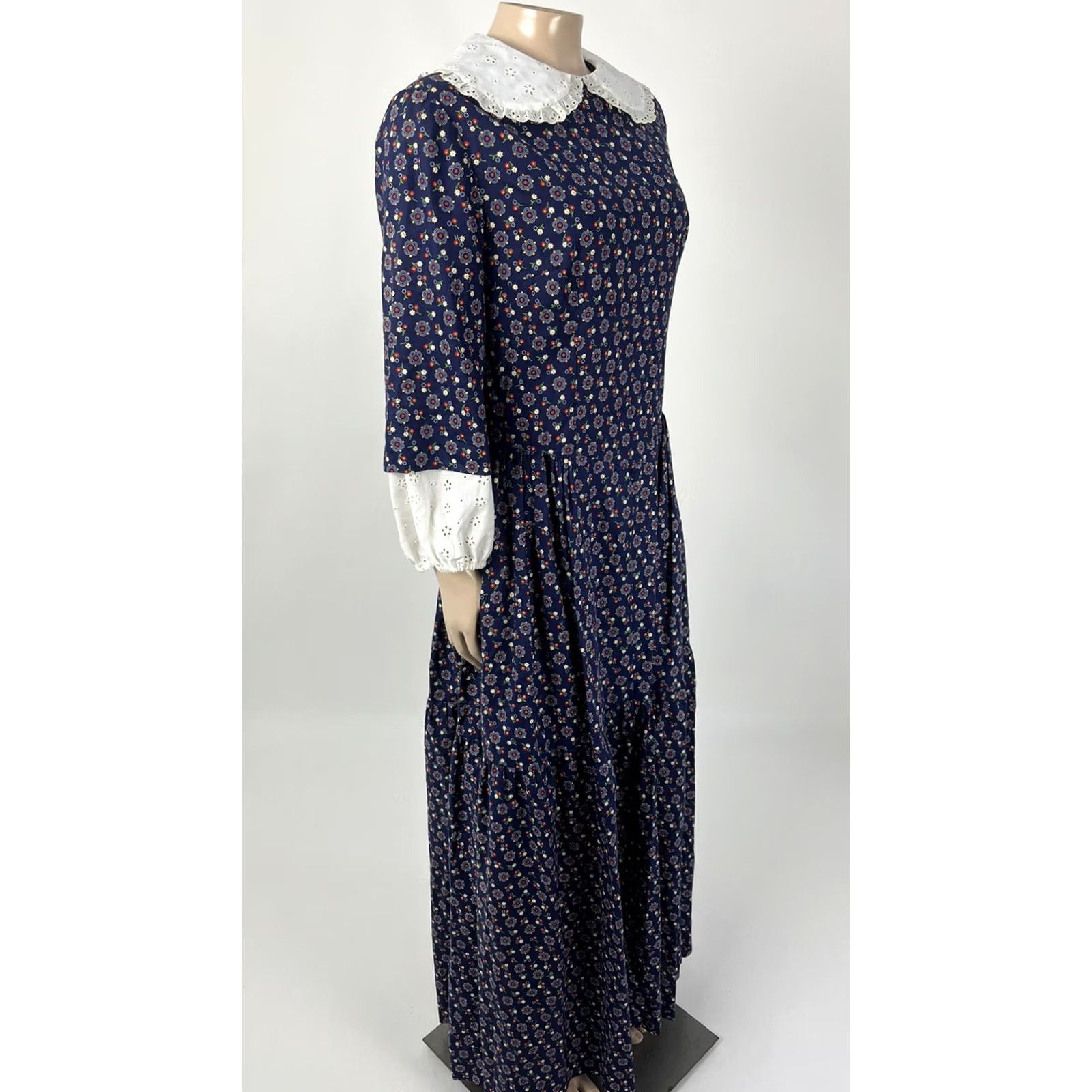 Vintage VINTAGE 70's Handmade Women's Dress Floral Maxi Prairie Bohemian Cottagecore Blue S Size 4XL / US 24-26 - 8 Thumbnail