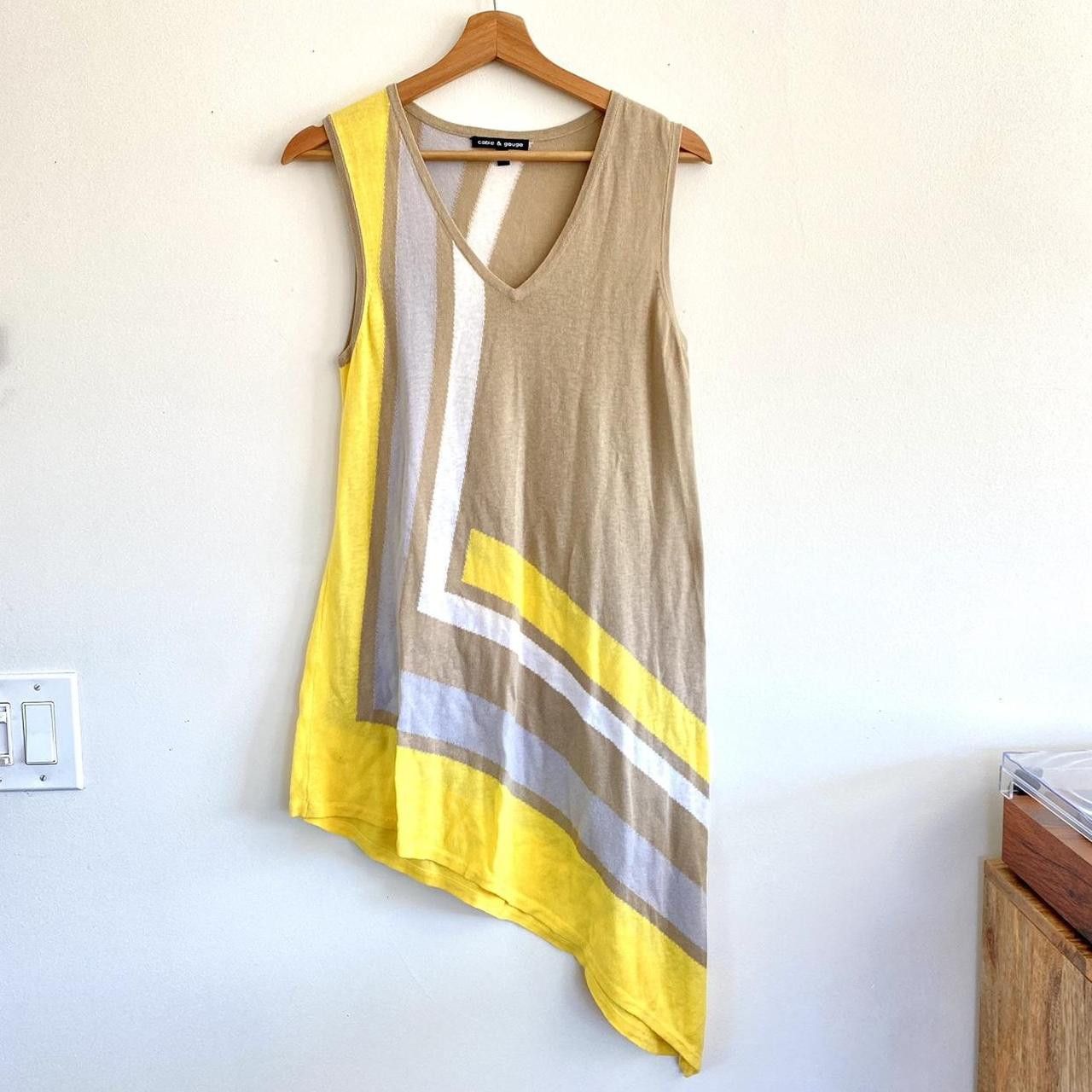 Other CABLE & GAUGE YELLOW CREAM MEDIUM MINI ASYMMETRICAL DRESS Size M / US 6-8 / IT 42-44 - 2 Thumbnail