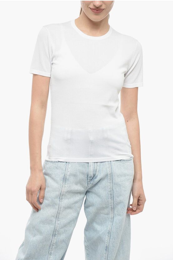 image of Neil Barrett Viscose Blend Crewneck T-Shirt in White, Women's (Size XS)